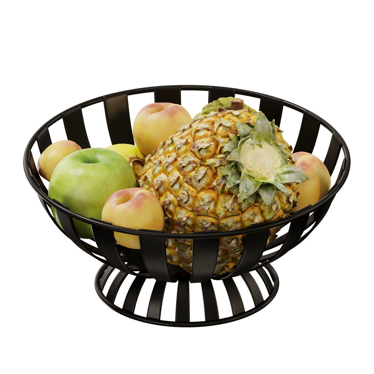 Stripe Fruit Bowl set 02 3D model_4
