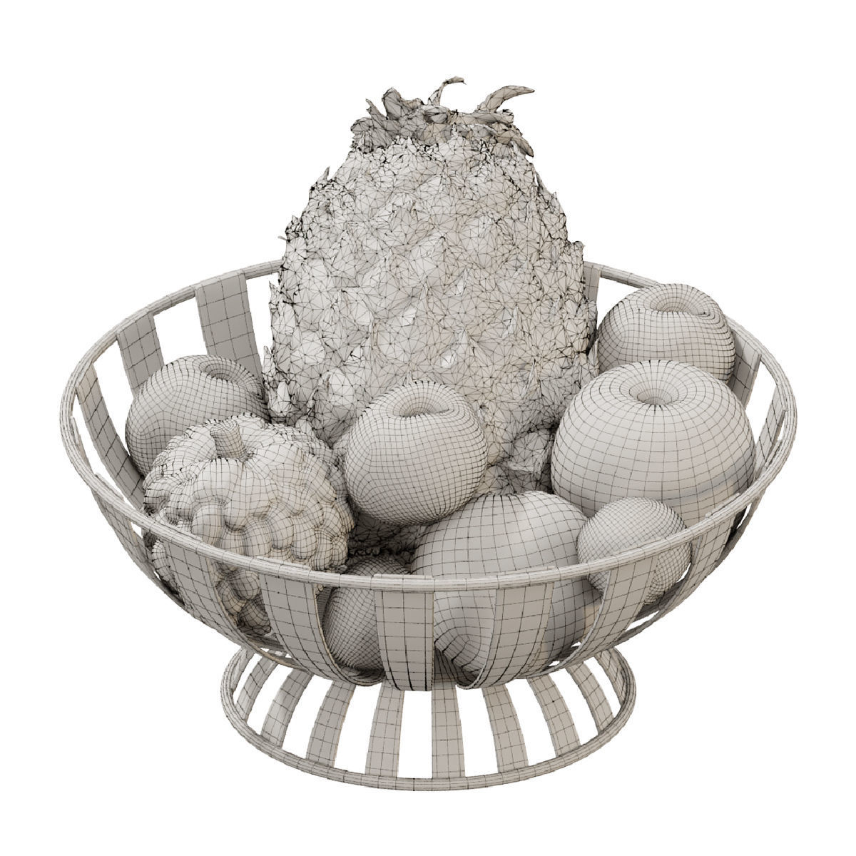 Stripe Fruit Bowl set 02 3D model_6
