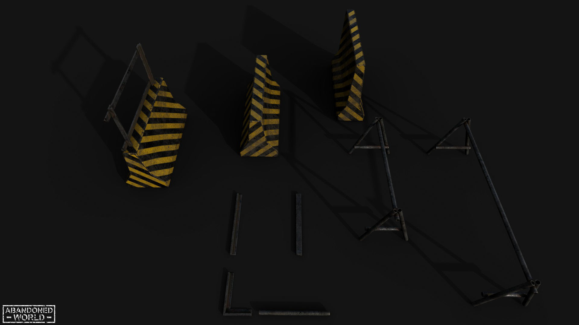 Metal and Concrete Barriers Free low-poly 3D model_6