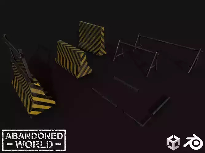 Metal and Concrete Barriers Free low-poly 3D model Metal and Concrete Barriers Free low-poly 3D model