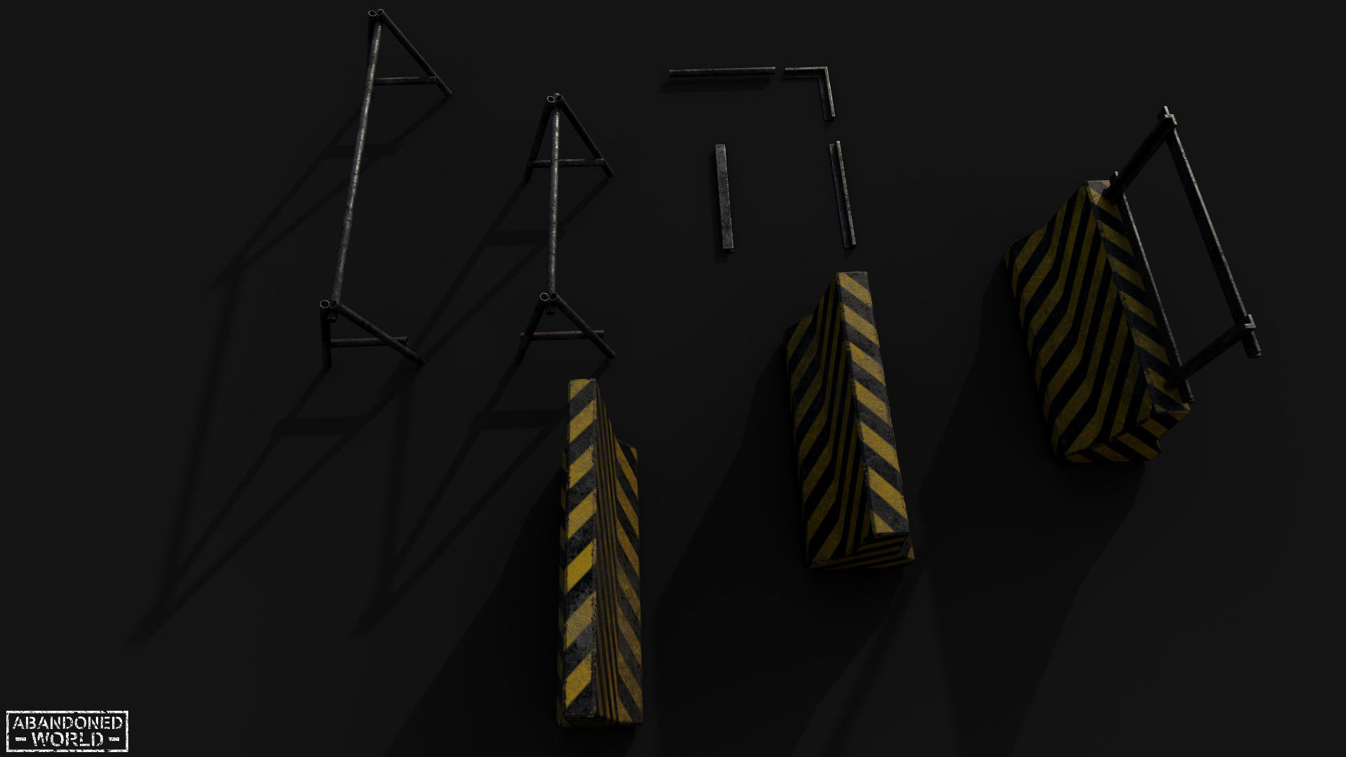 Metal and Concrete Barriers Free low-poly 3D model_3