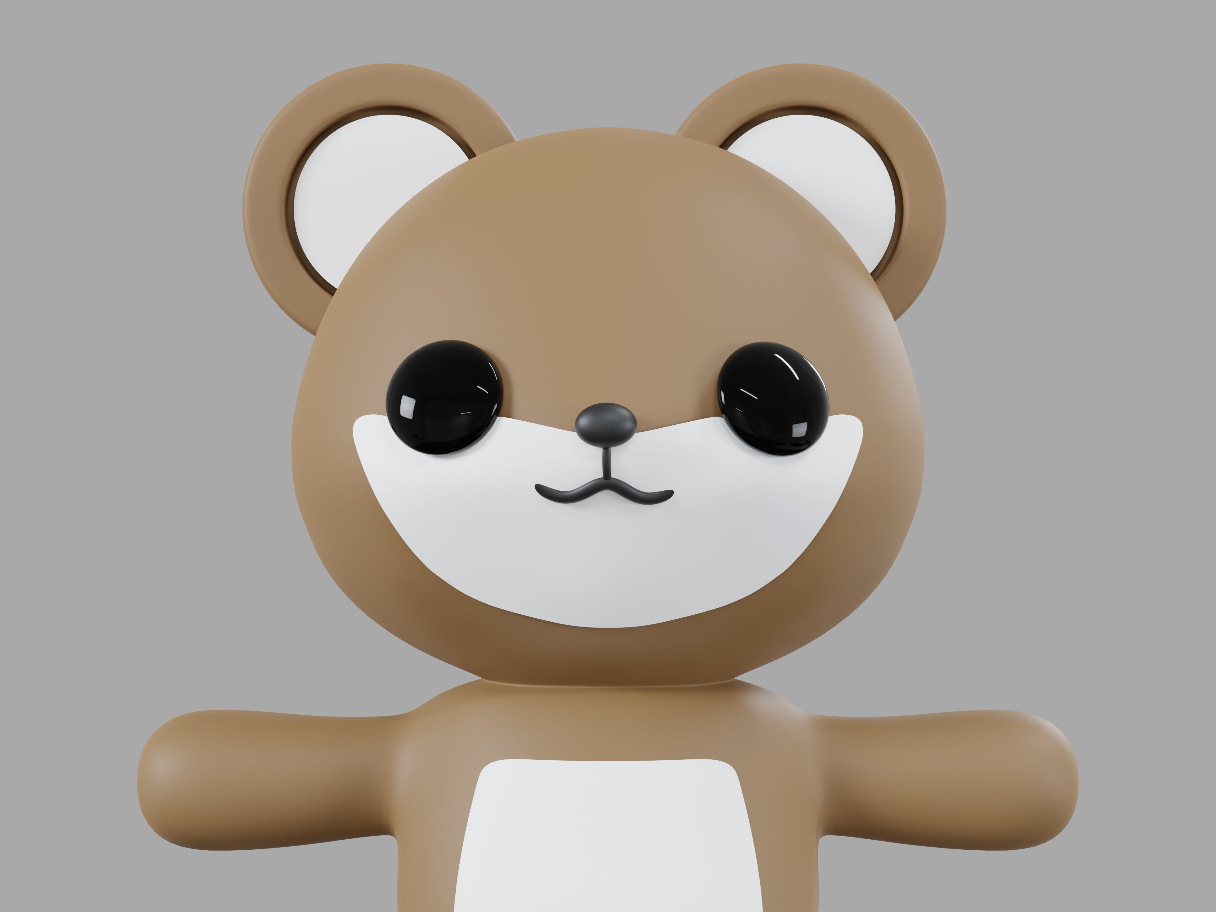 Character Bear kawaii cute 3D model_2
