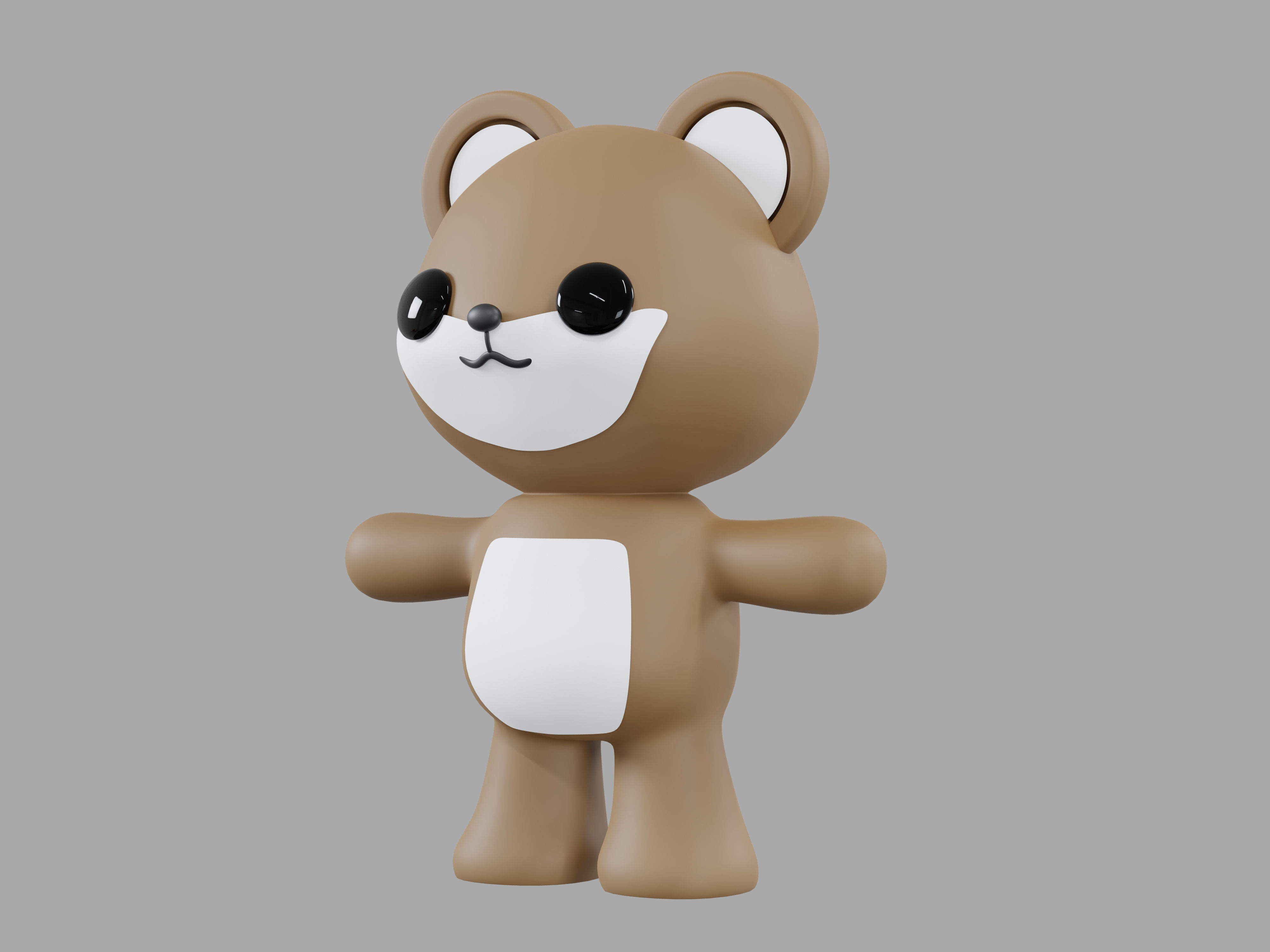 Character Bear kawaii cute 3D model_4