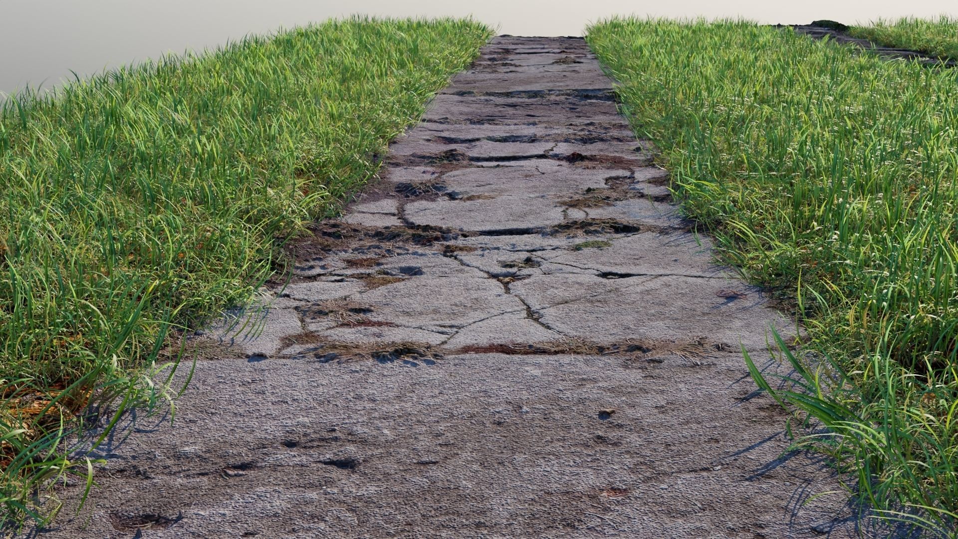 Tileable Photorealistic Sidewalks - 2-Pack B -- 16 bit height Low-poly 3D model_2