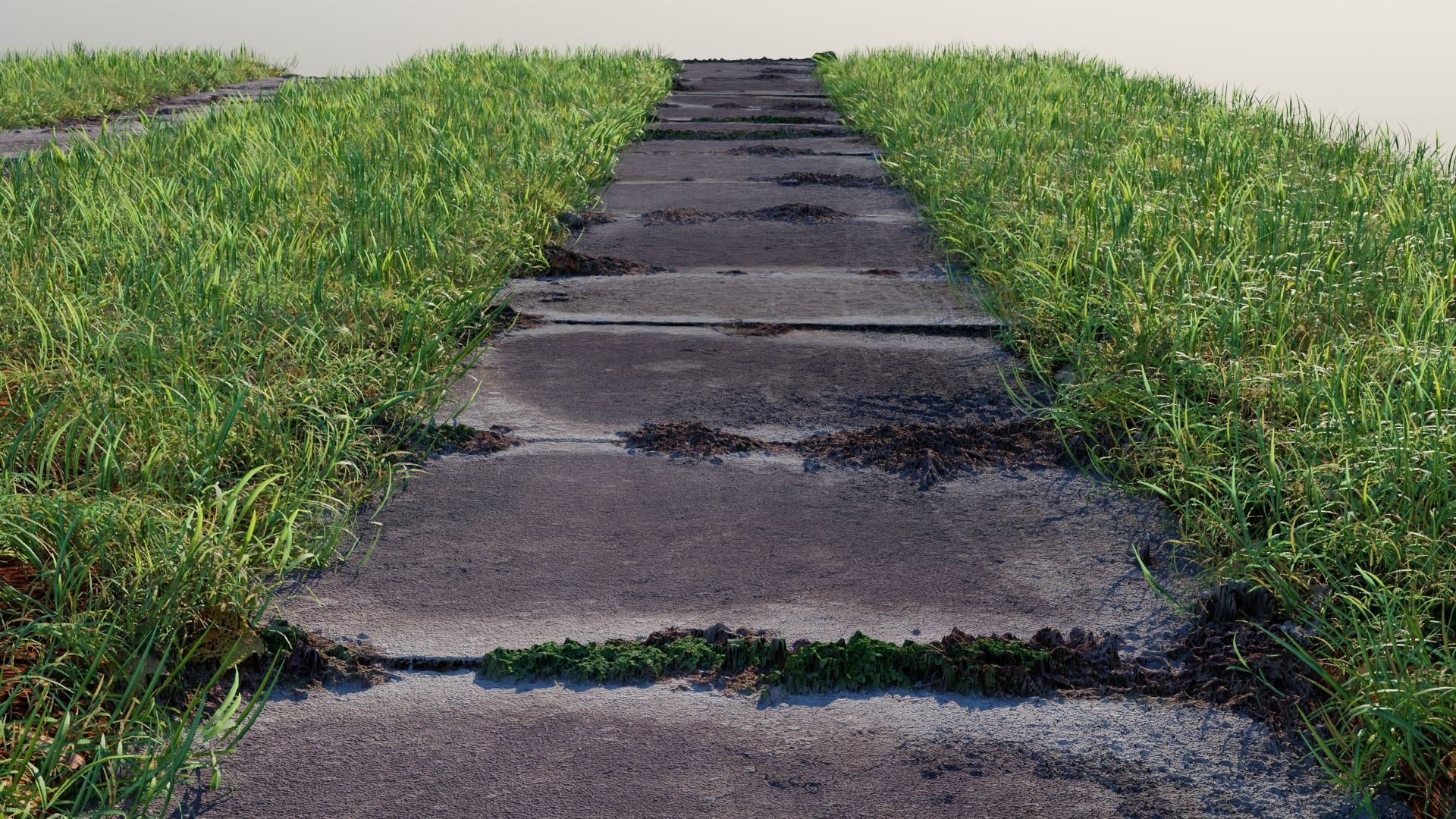 Tileable Photorealistic Sidewalks - 2-Pack B -- 16 bit height Low-poly 3D model_4