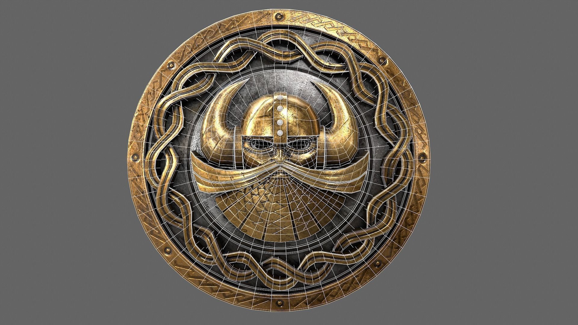 Dwarven shield Low-poly 3D model_6