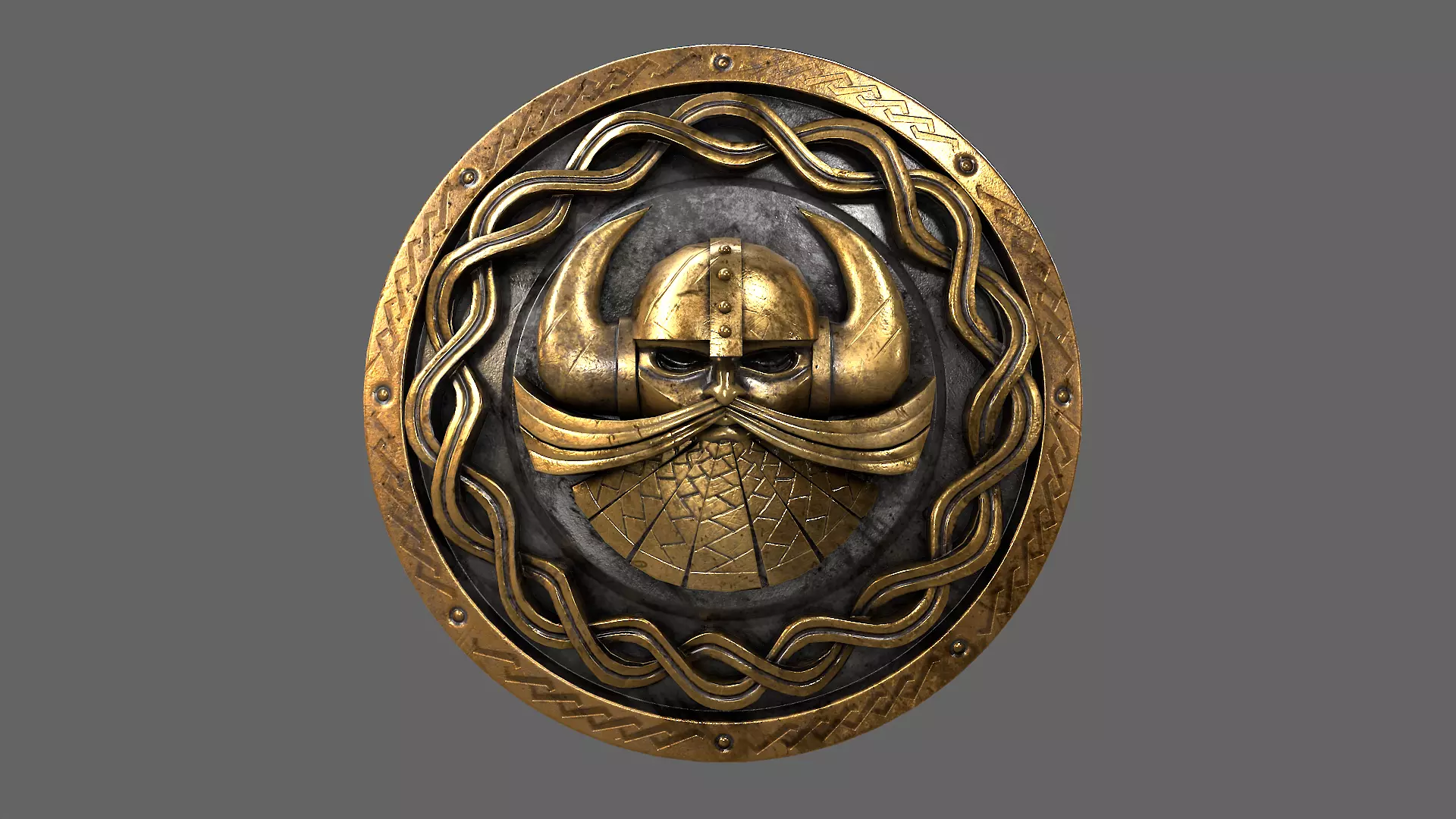 Dwarven shield Low-poly 3D model_0