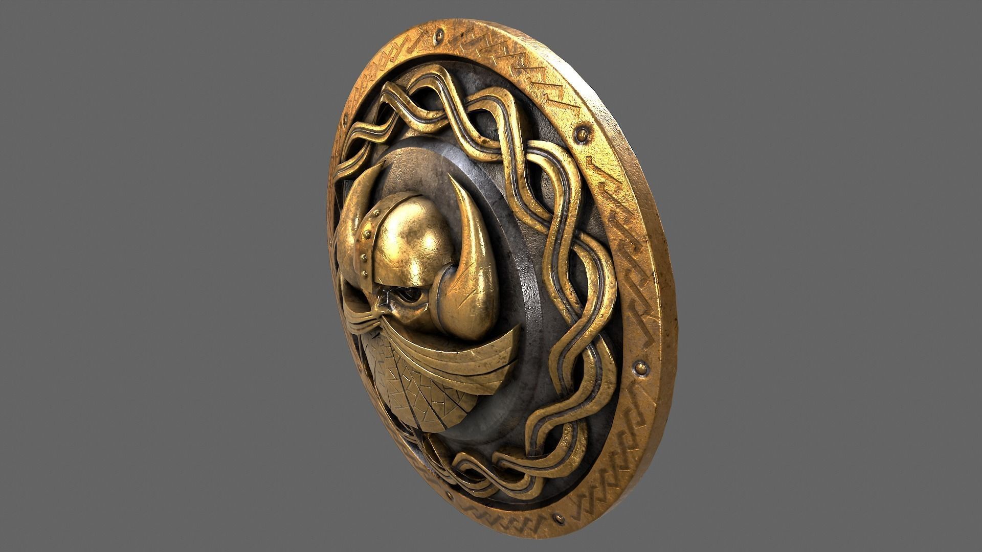 Dwarven shield Low-poly 3D model_3