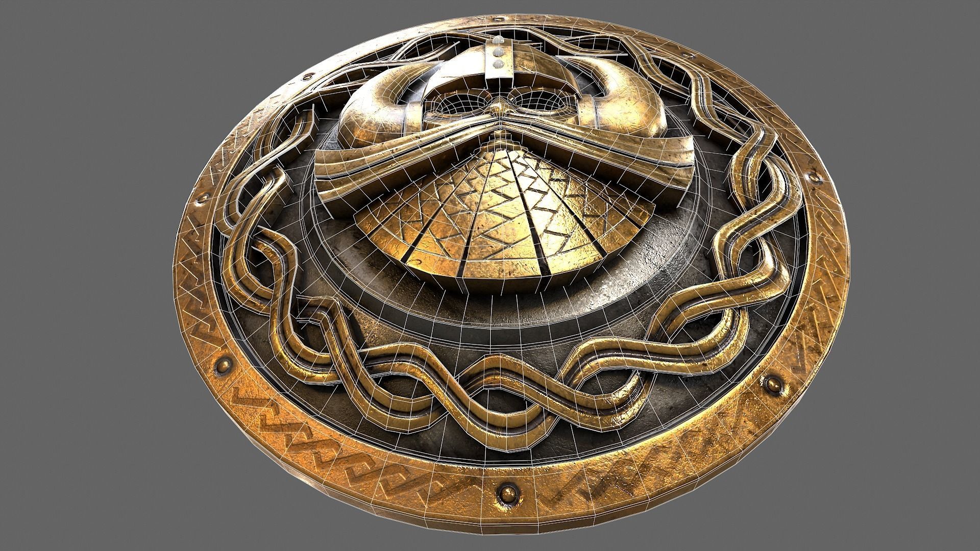 Dwarven shield Low-poly 3D model_10