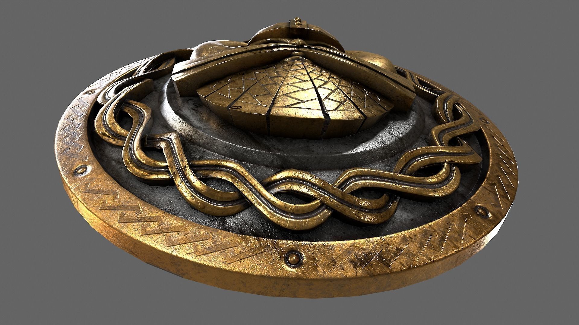 Dwarven shield Low-poly 3D model_5