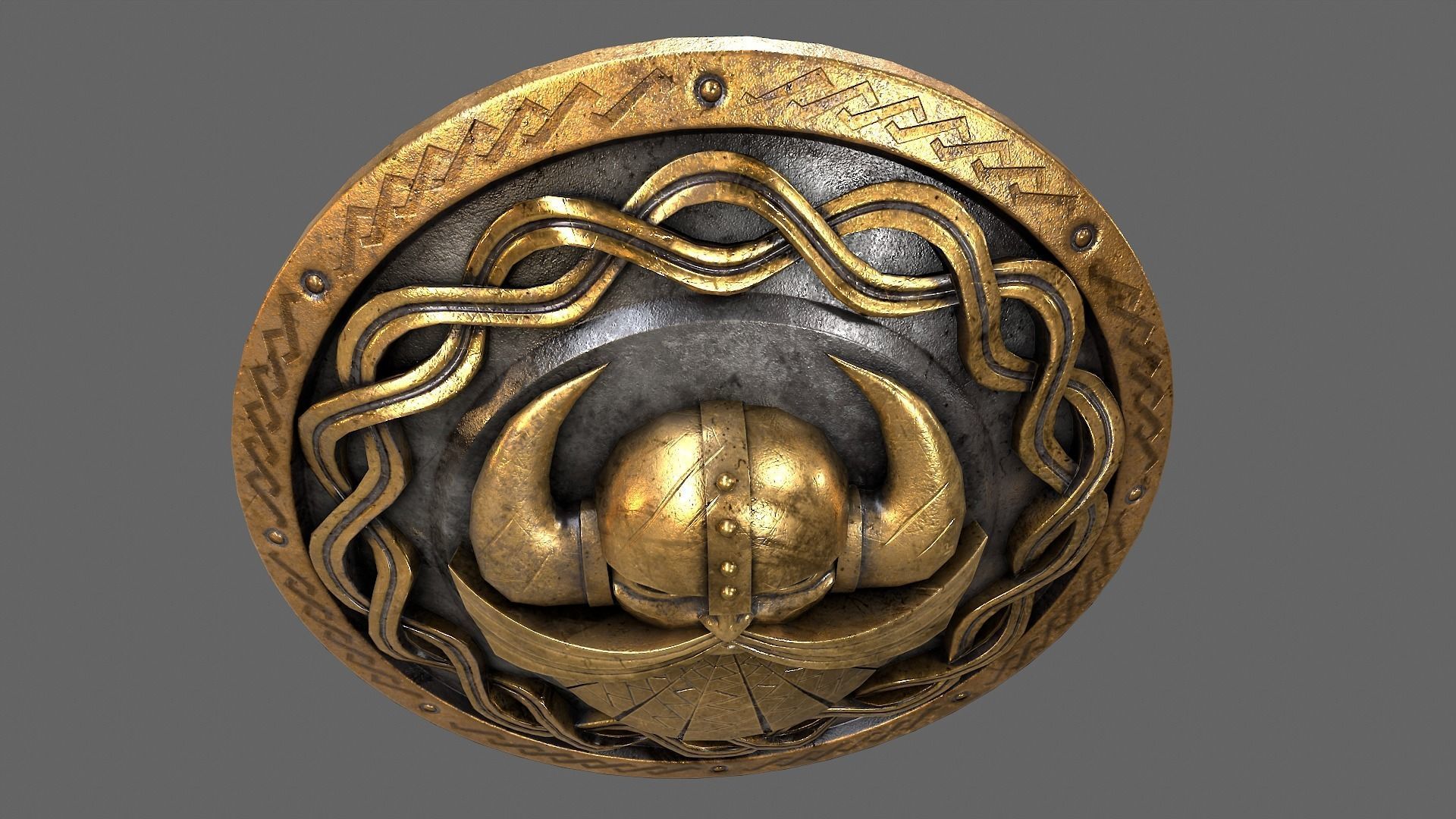 Dwarven shield Low-poly 3D model_4
