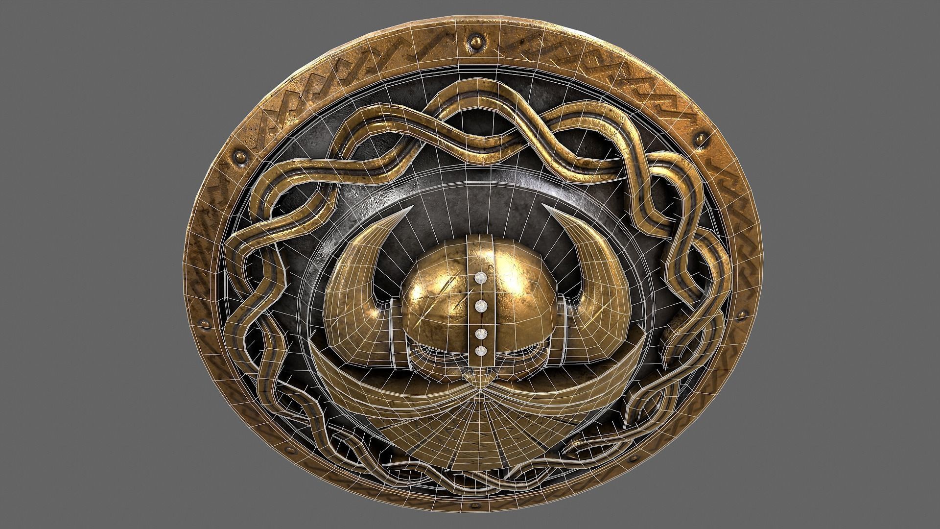 Dwarven shield Low-poly 3D model_9