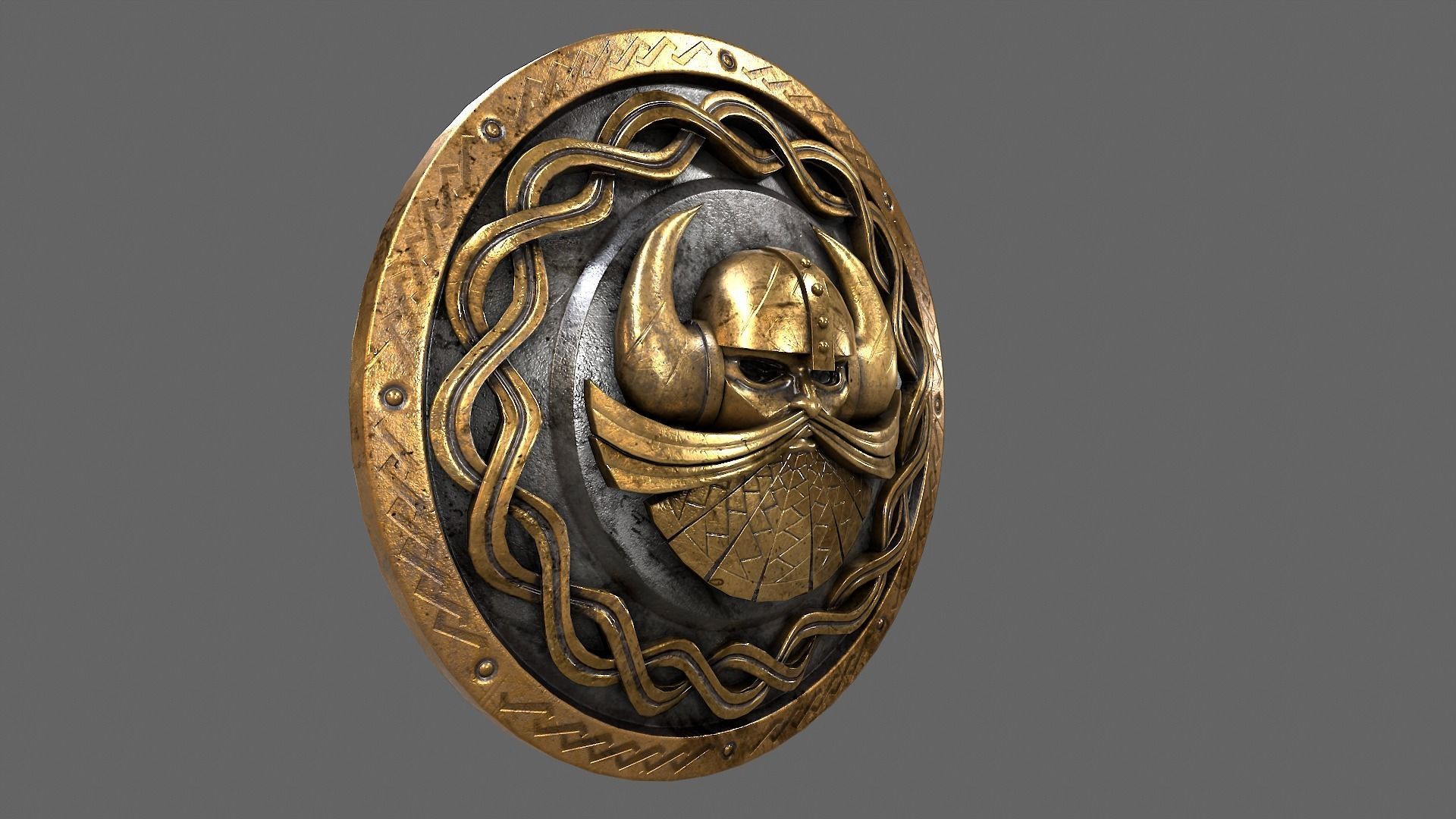 Dwarven shield Low-poly 3D model_1