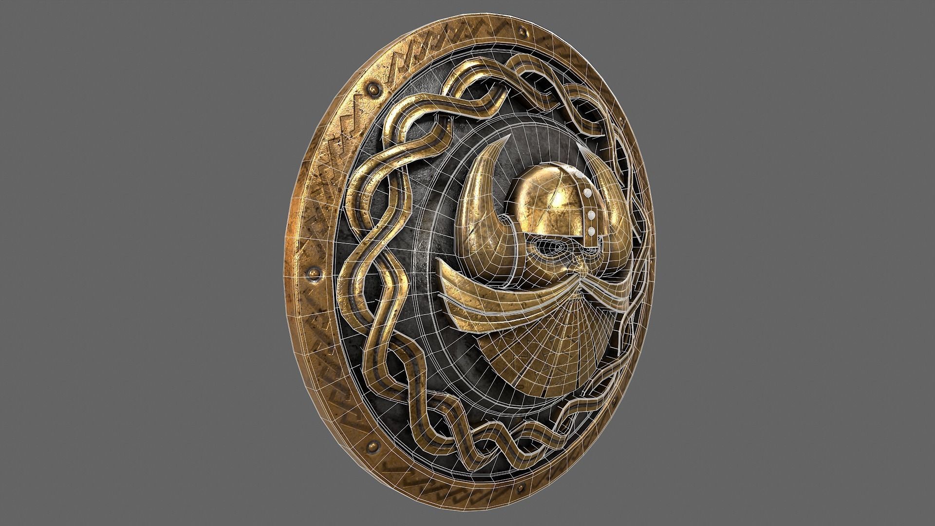 Dwarven shield Low-poly 3D model_7