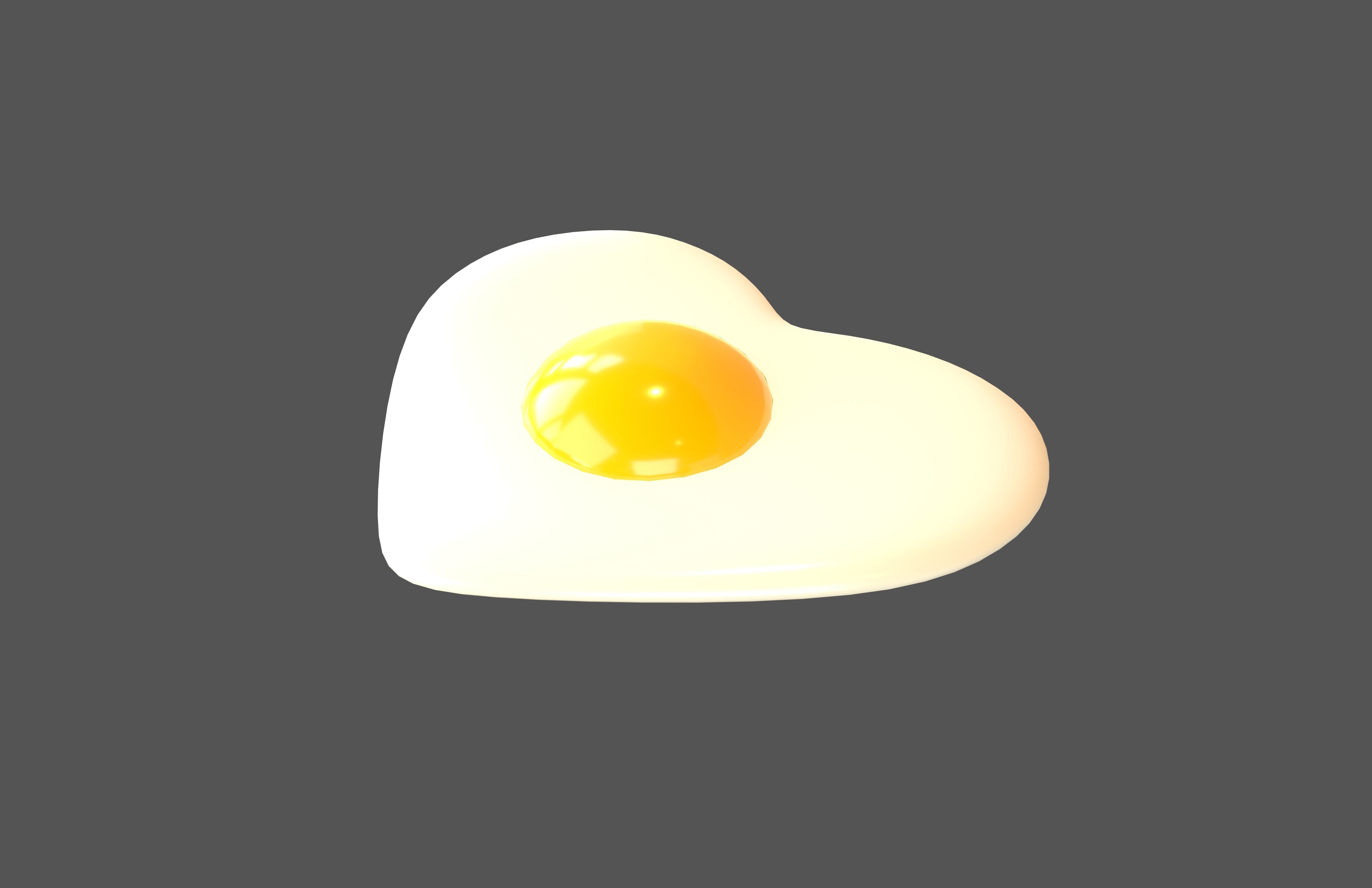 Fried Heart Egg v1 002 Low-poly 3D model_1