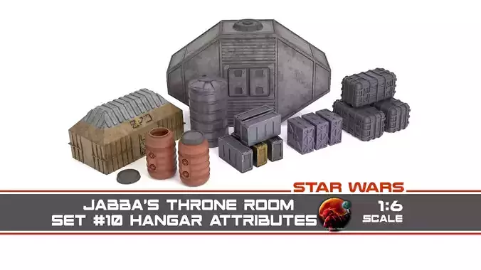 Jabbas Throne Room - Set 10a - Main Hangar Attributes 1-18 scale 3D Model Collection