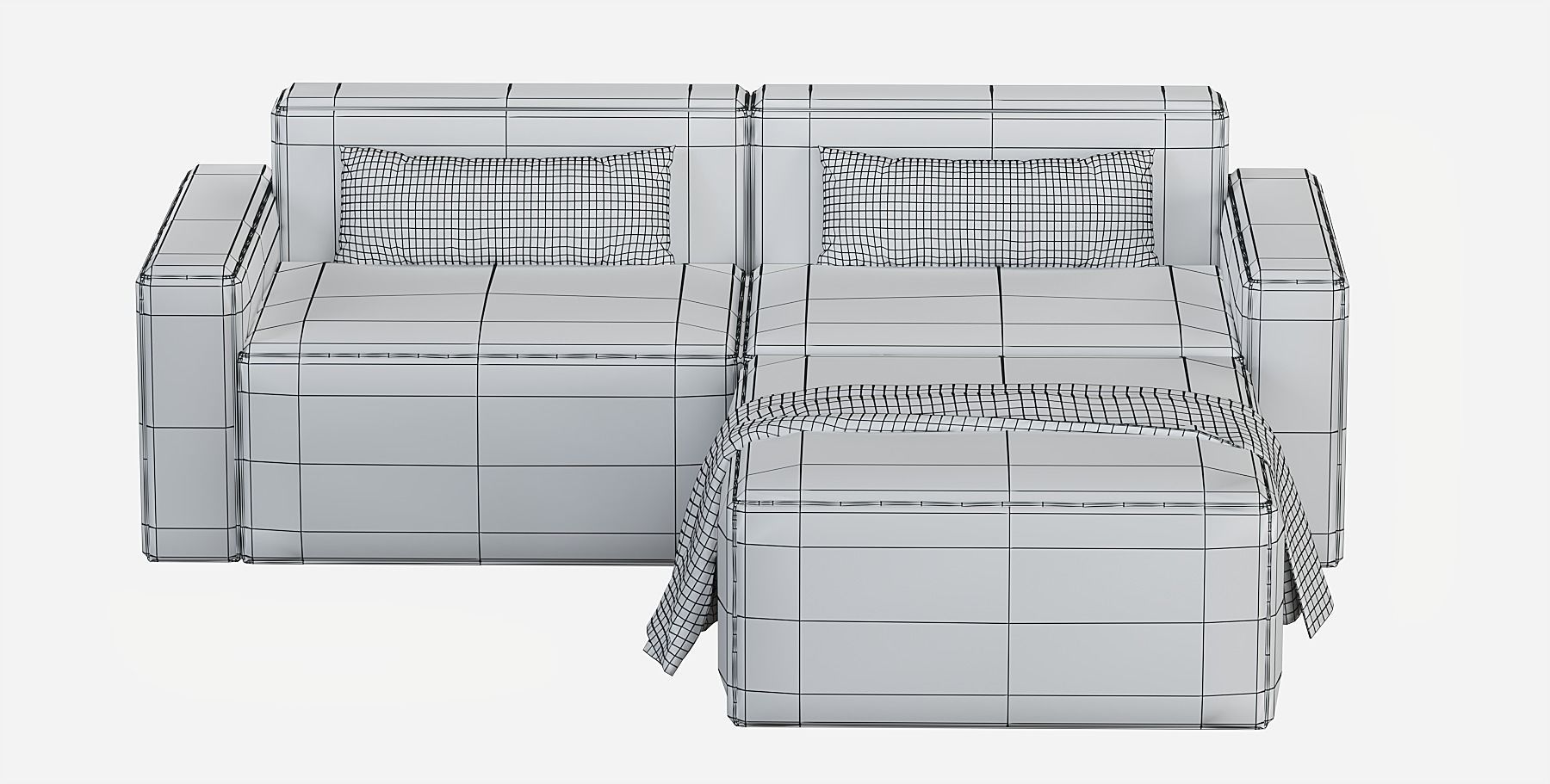 Mix Modular Sectional 3-pc 3D model_8
