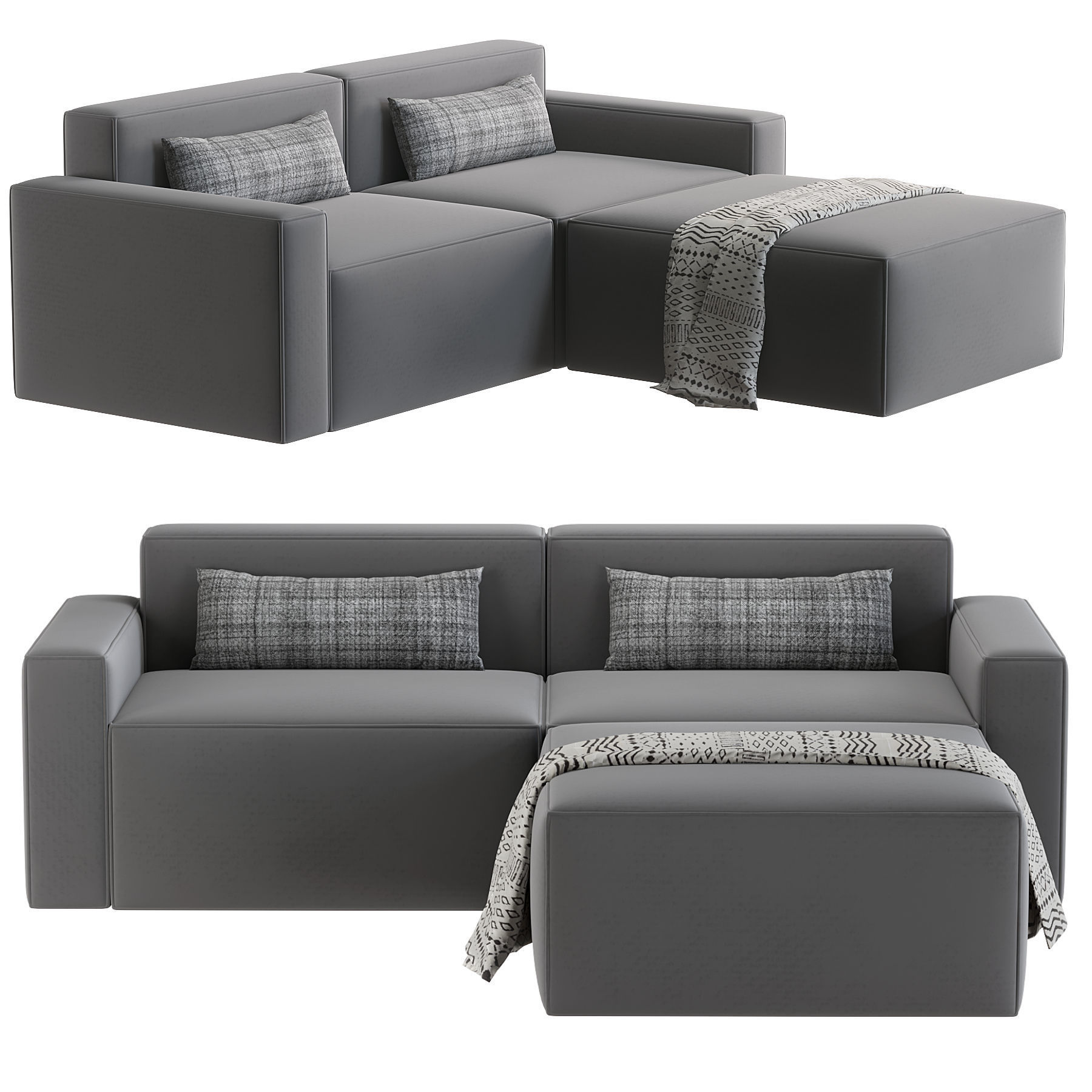 Mix Modular Sectional 3-pc 3D model_3