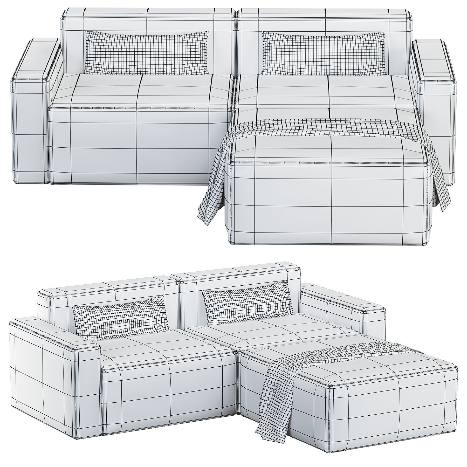Mix Modular Sectional 3-pc 3D model_6