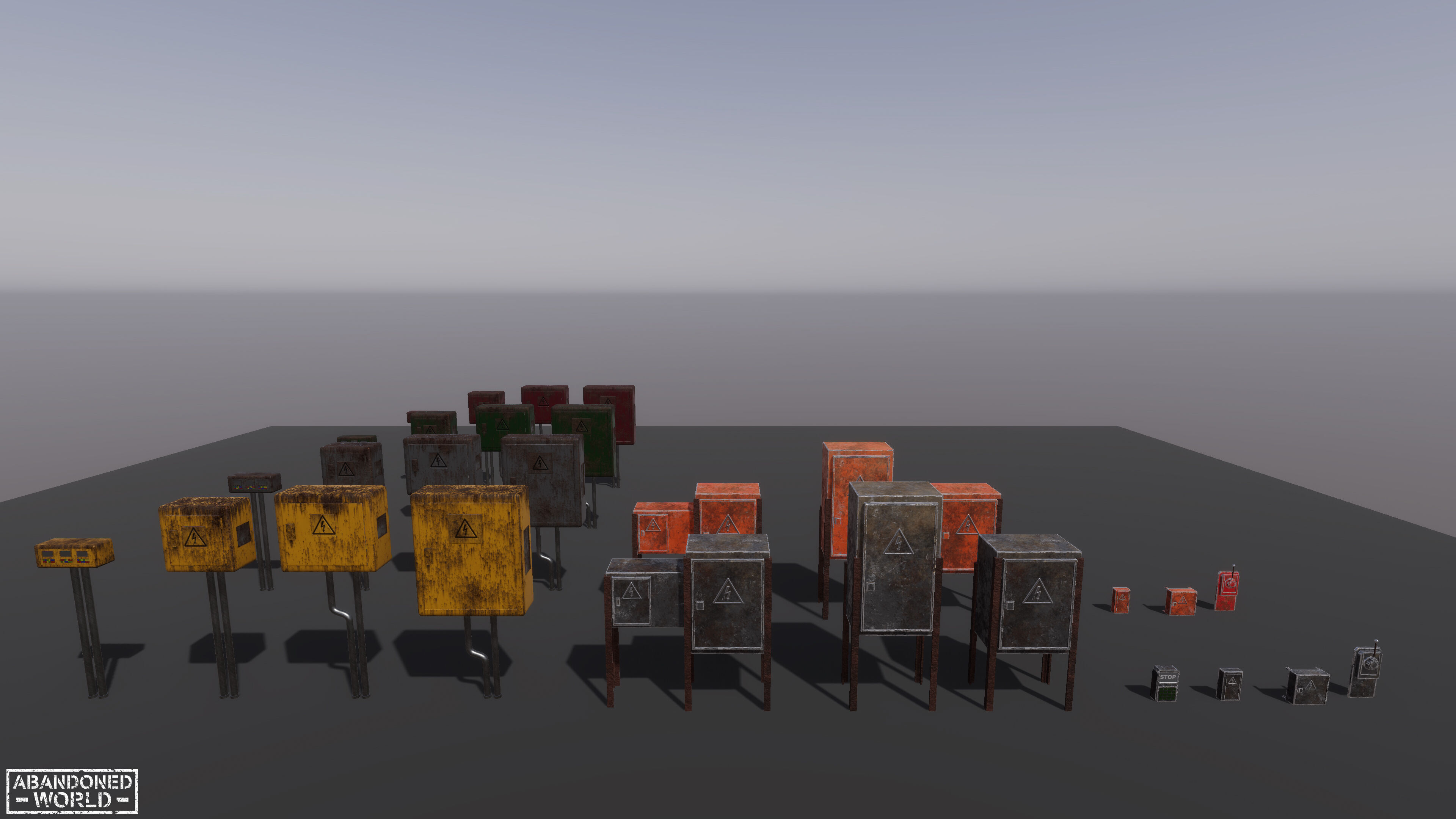 Painted Rusty Electrical Panels Low-poly 3D model_13