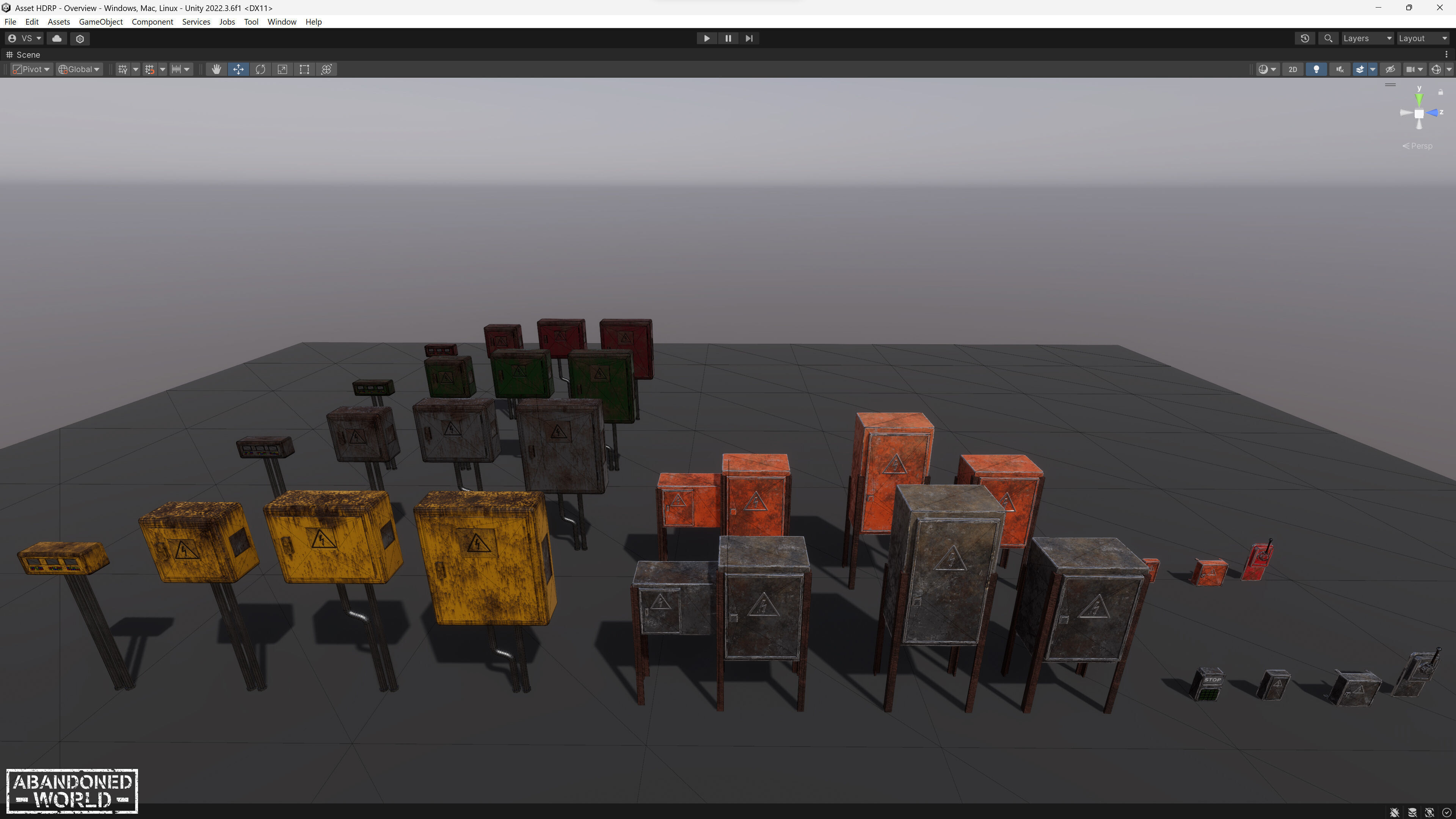 Painted Rusty Electrical Panels Low-poly 3D model_14