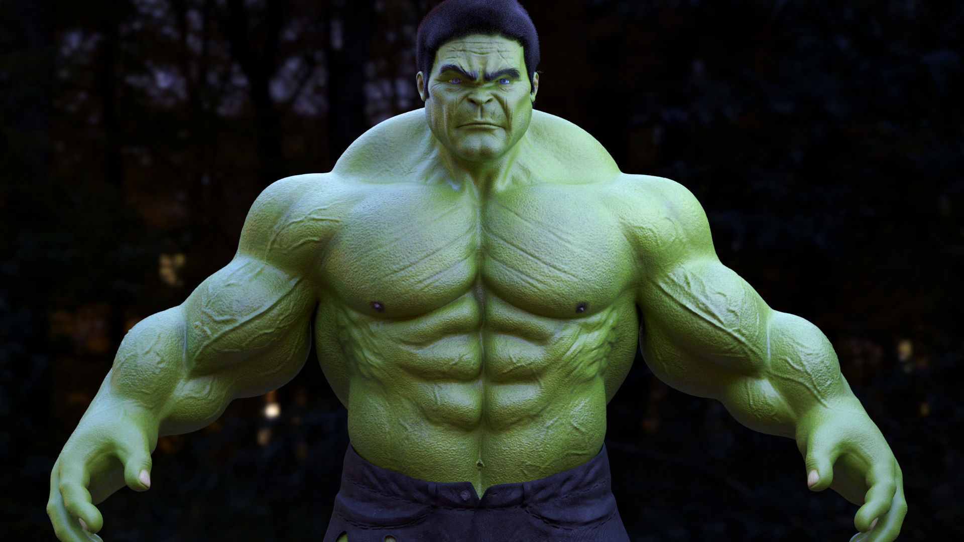 The incredible hulk Low-poly 3D model_2