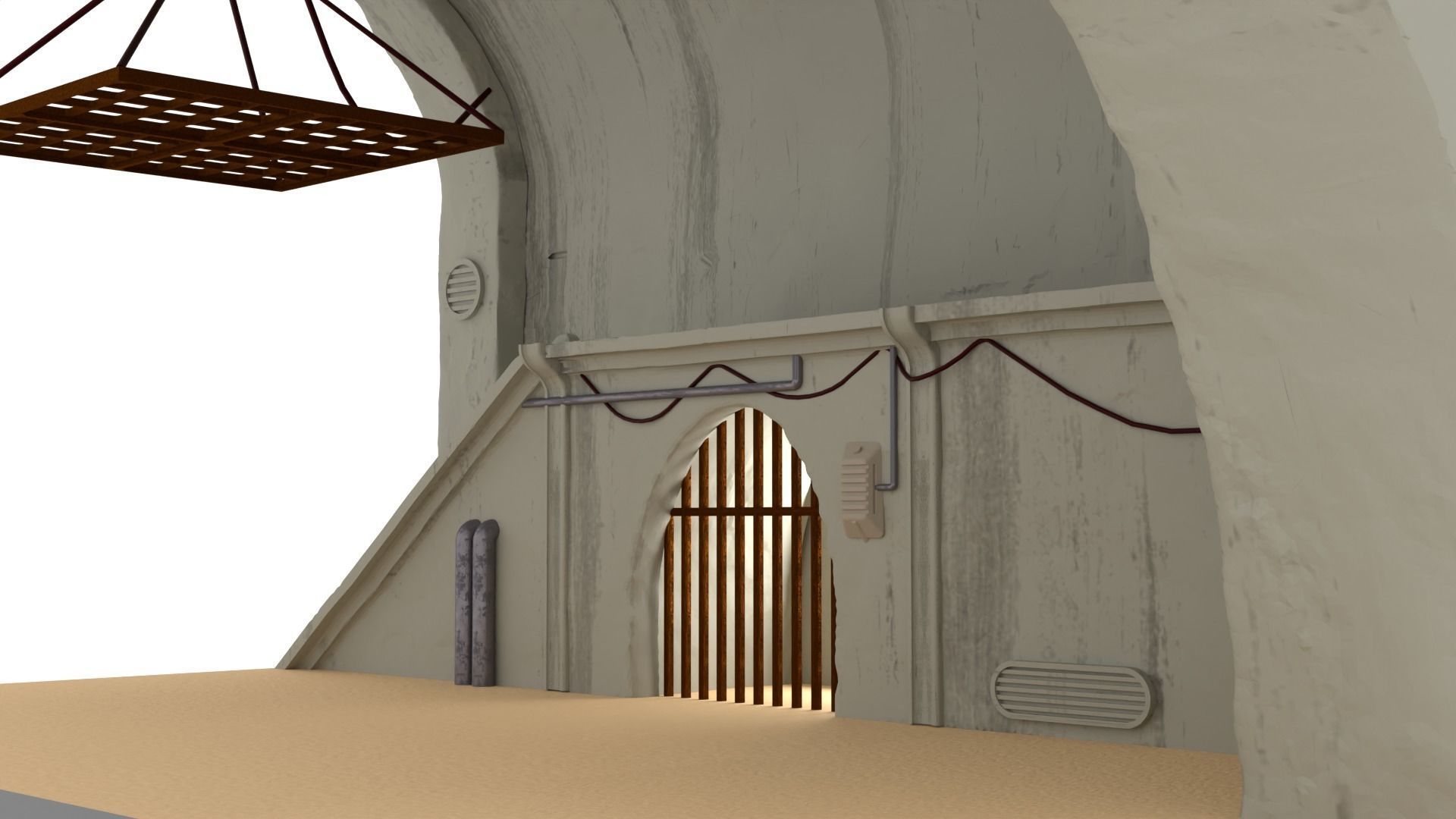 Jabbas Throne Room - Set 10 - Main Hangar 1-6 scale Hottoys 3D print model_2