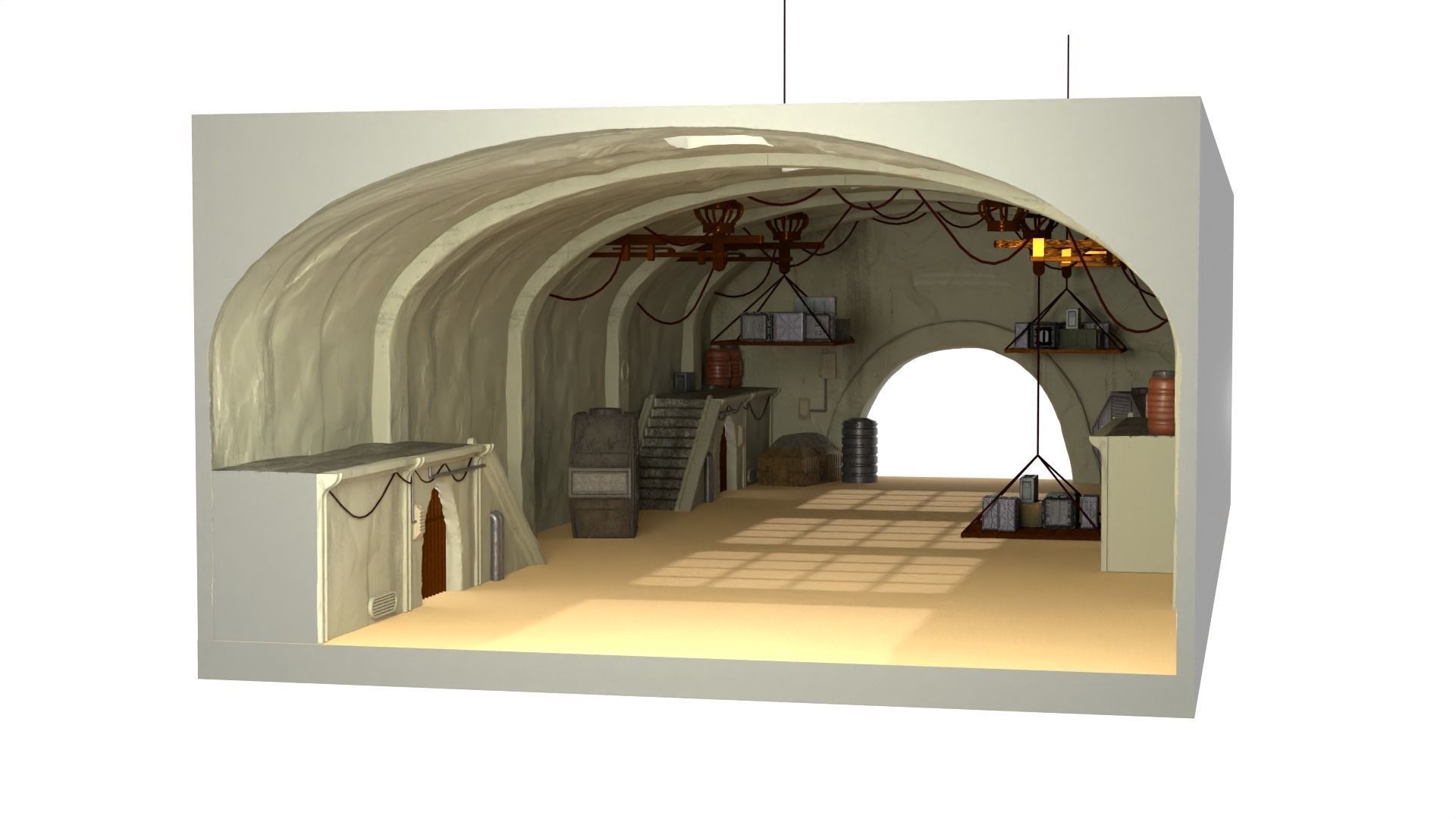 Jabbas Throne Room - Set 10 - Main Hangar 1-6 scale Hottoys 3D print model_19