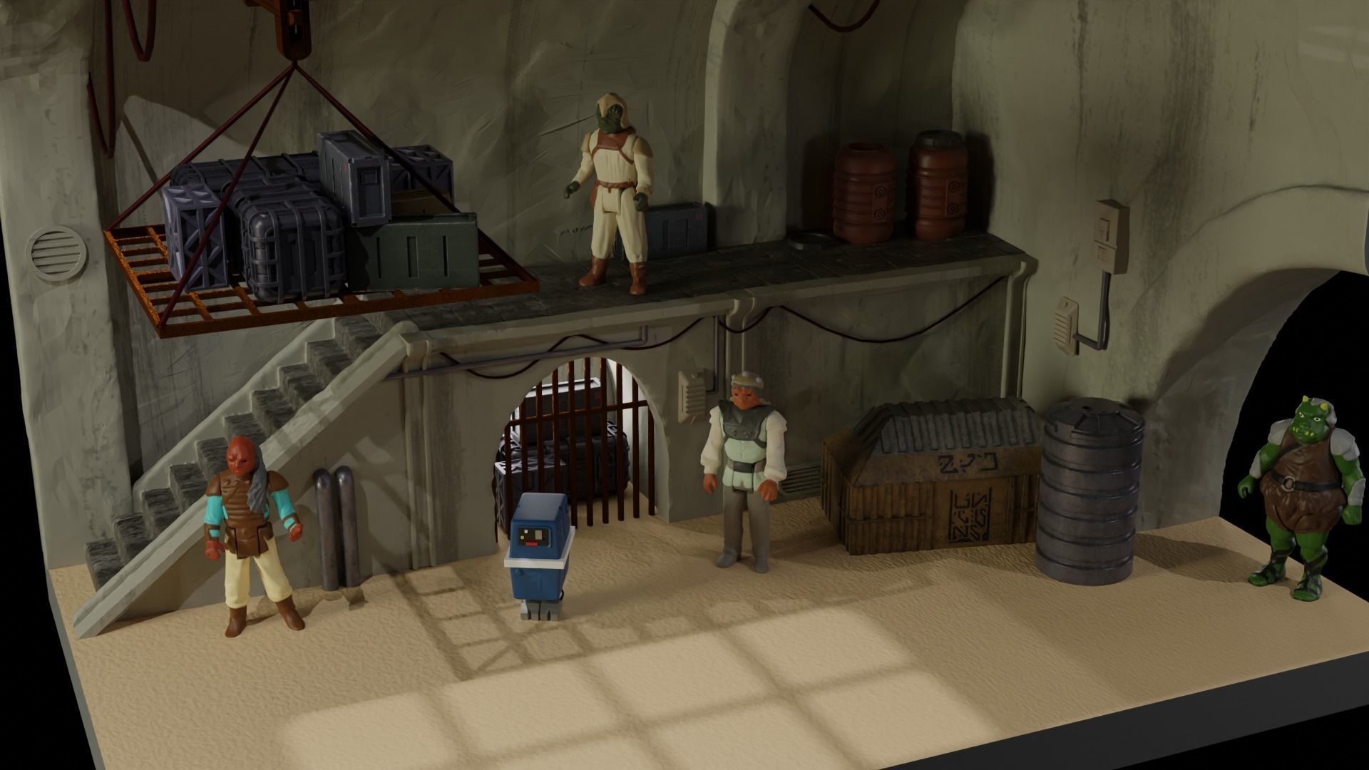 Jabbas Throne Room - Set 10 - Main Hangar 1-6 scale Hottoys 3D print model_10