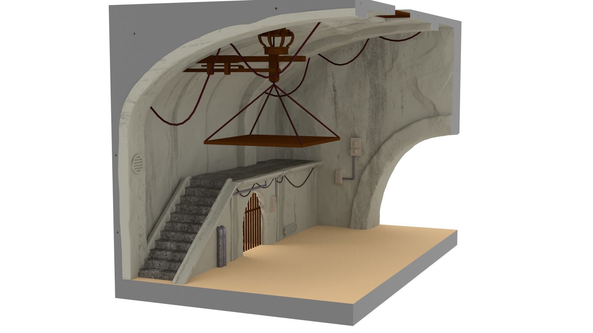 Jabbas Throne Room - Set 10 - Main Hangar 1-6 scale Hottoys 3D print model_6