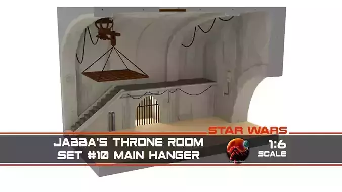 Jabbas Throne Room - Set 10 - Main Hangar 1-6 scale Hottoys 3D print model