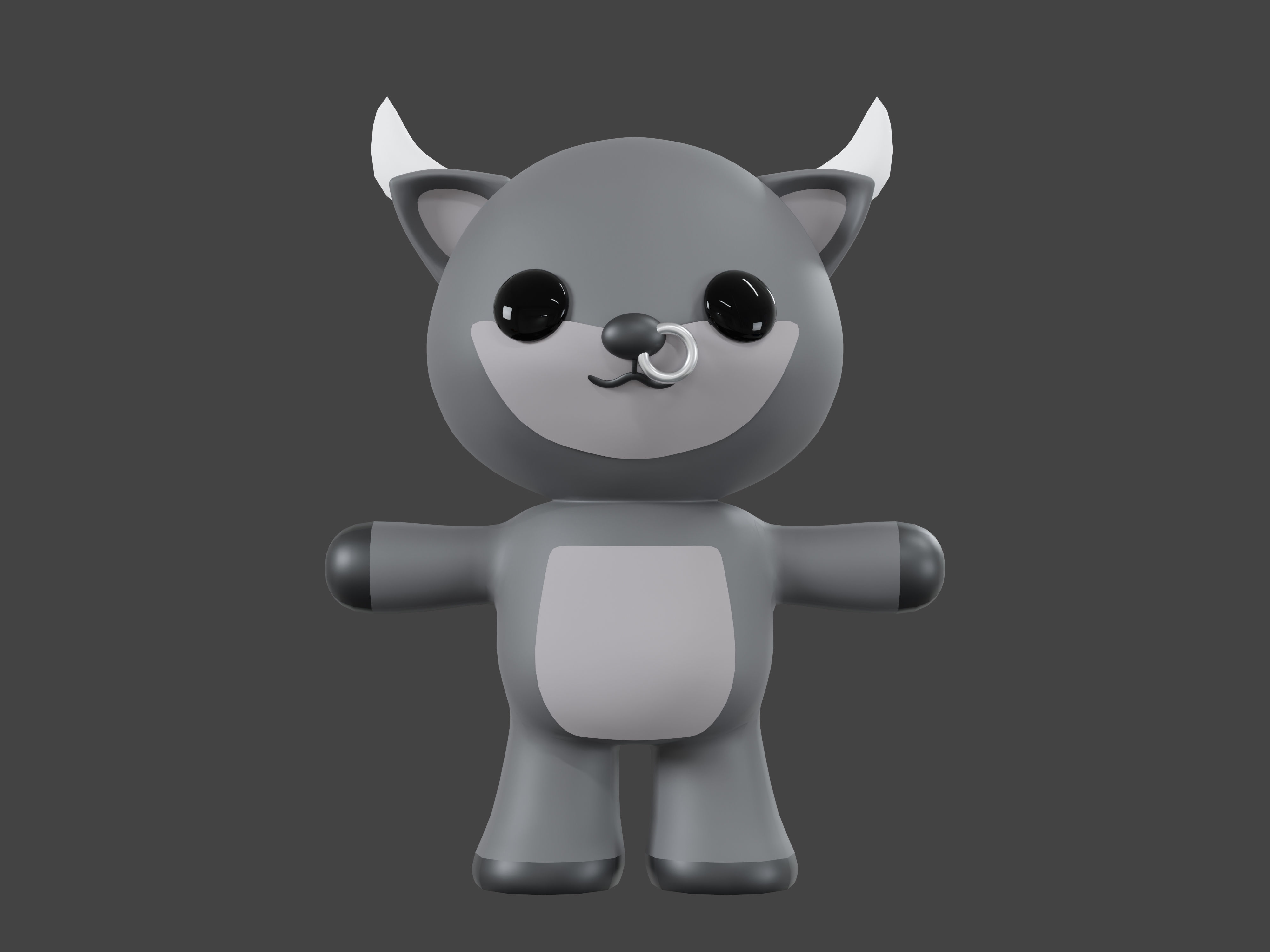 Character Buffalo kawaii cute 3D model_1