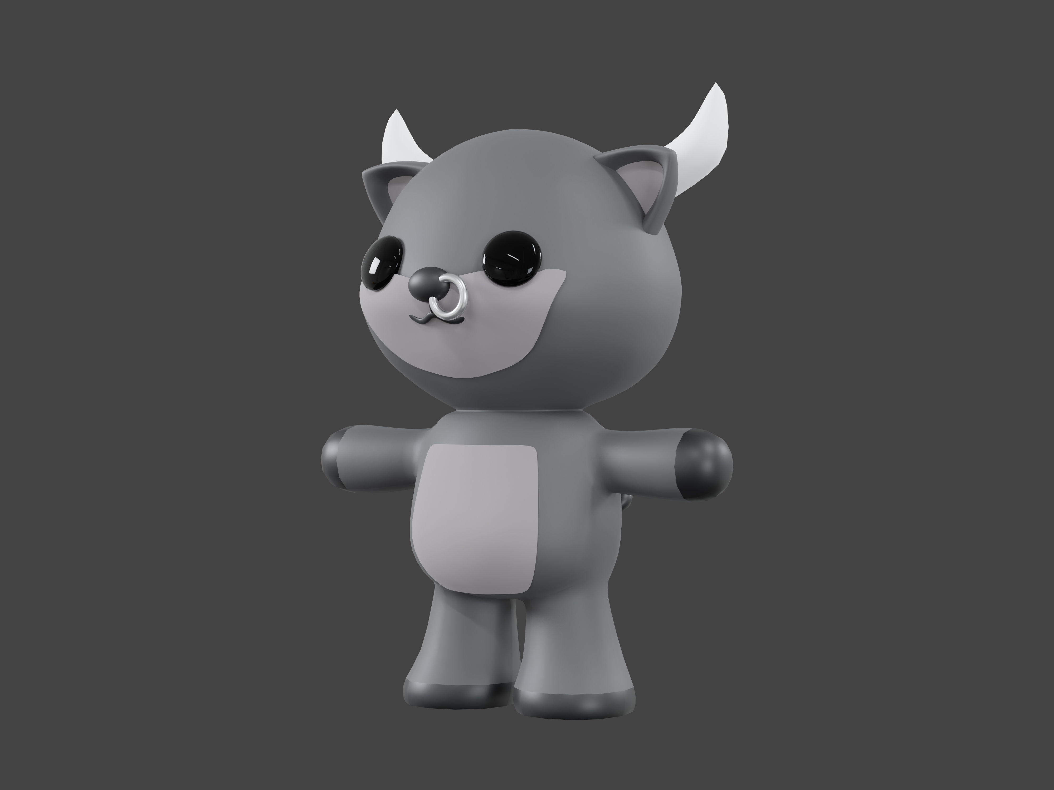 Character Buffalo kawaii cute 3D model_3