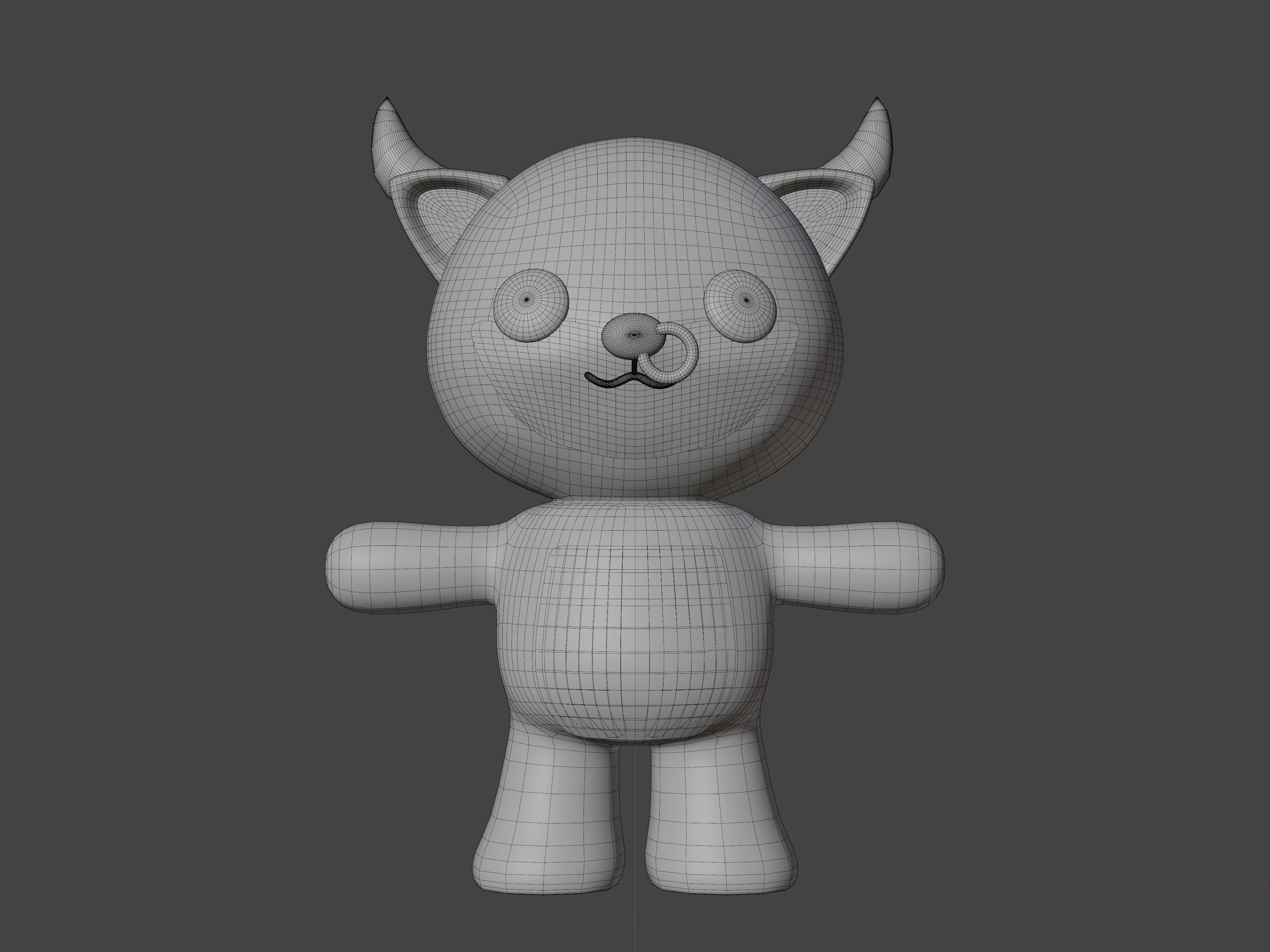 Character Buffalo kawaii cute 3D model_6