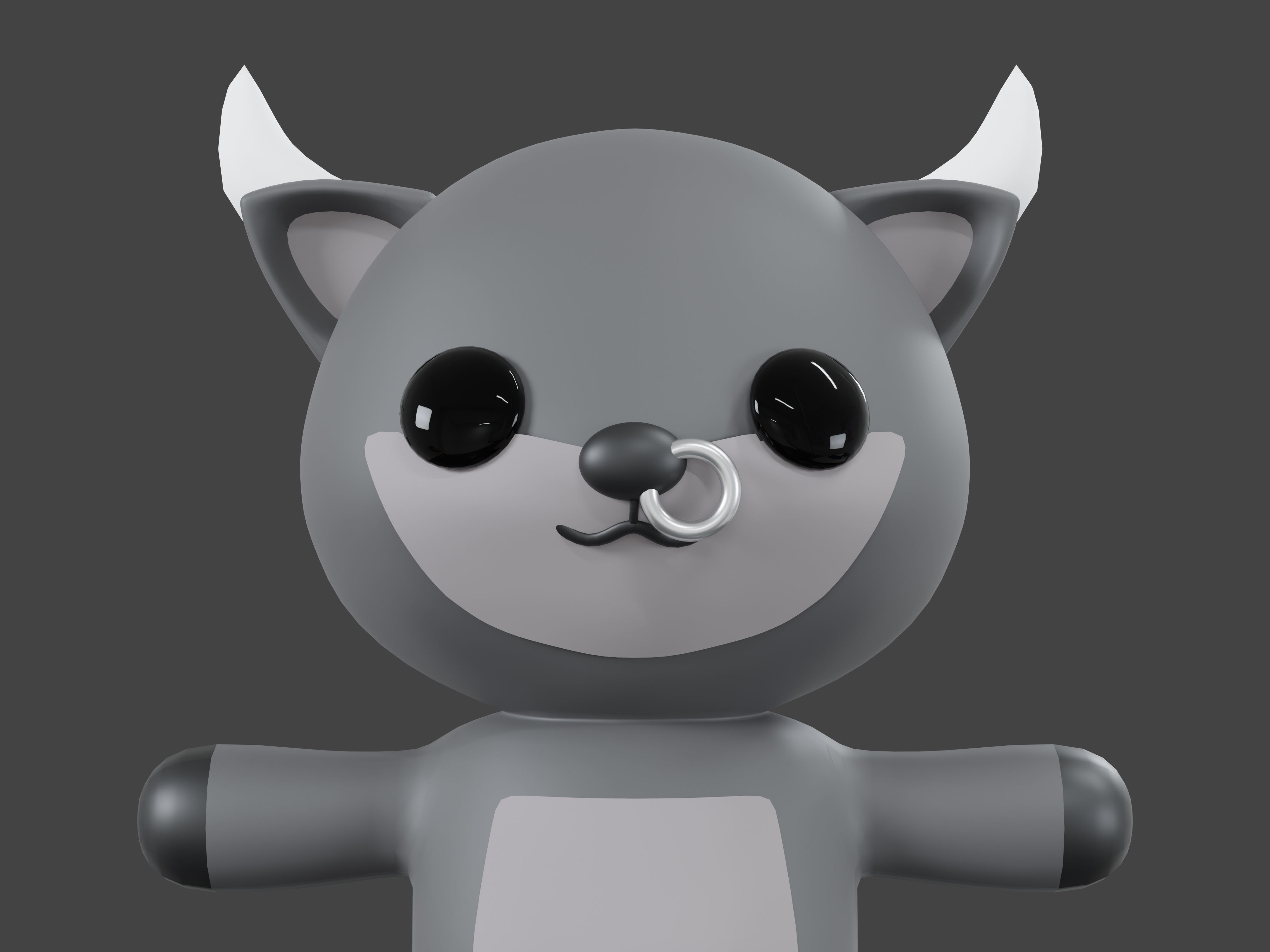 Character Buffalo kawaii cute 3D model_5