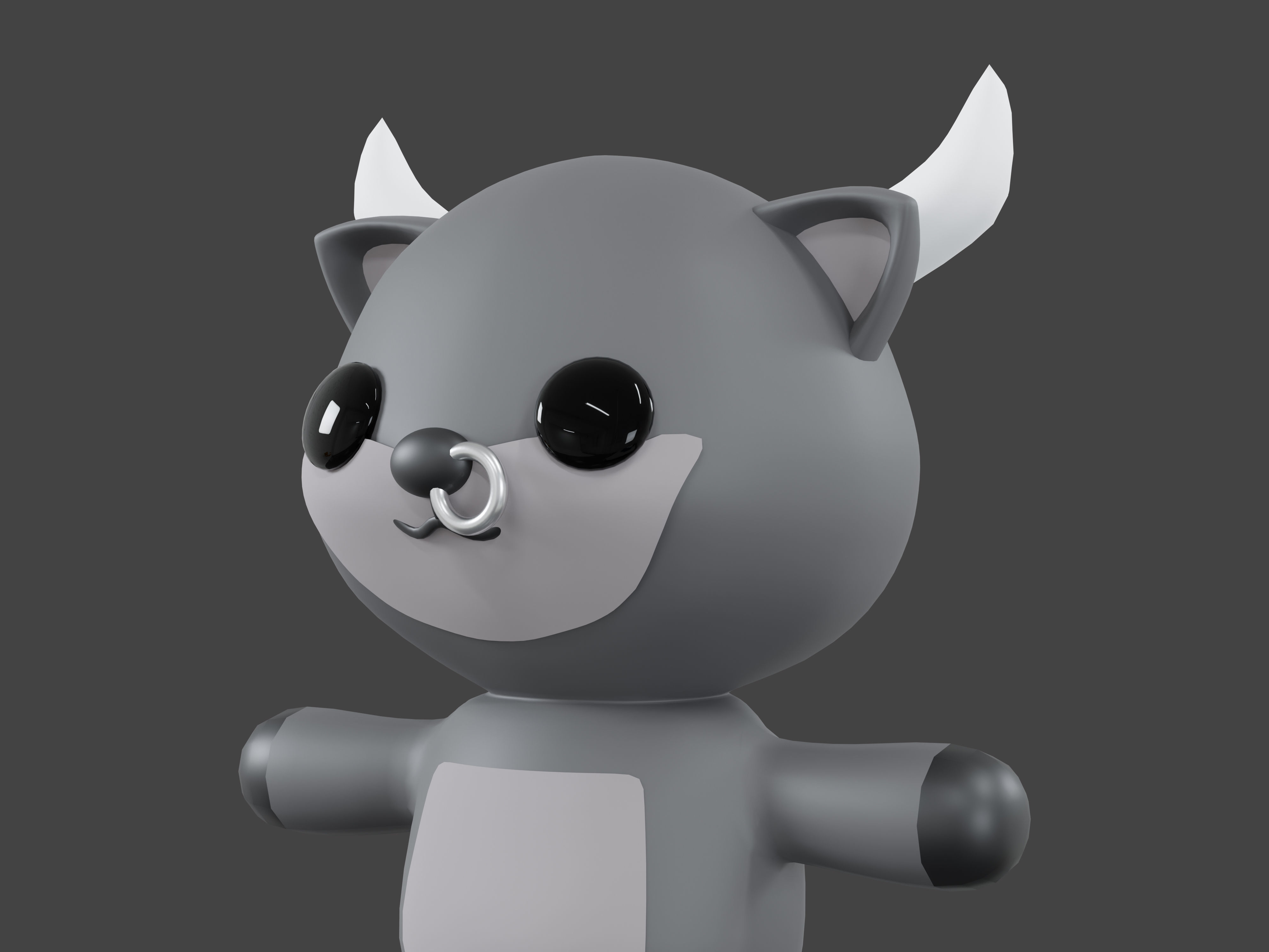 Character Buffalo kawaii cute 3D model_4