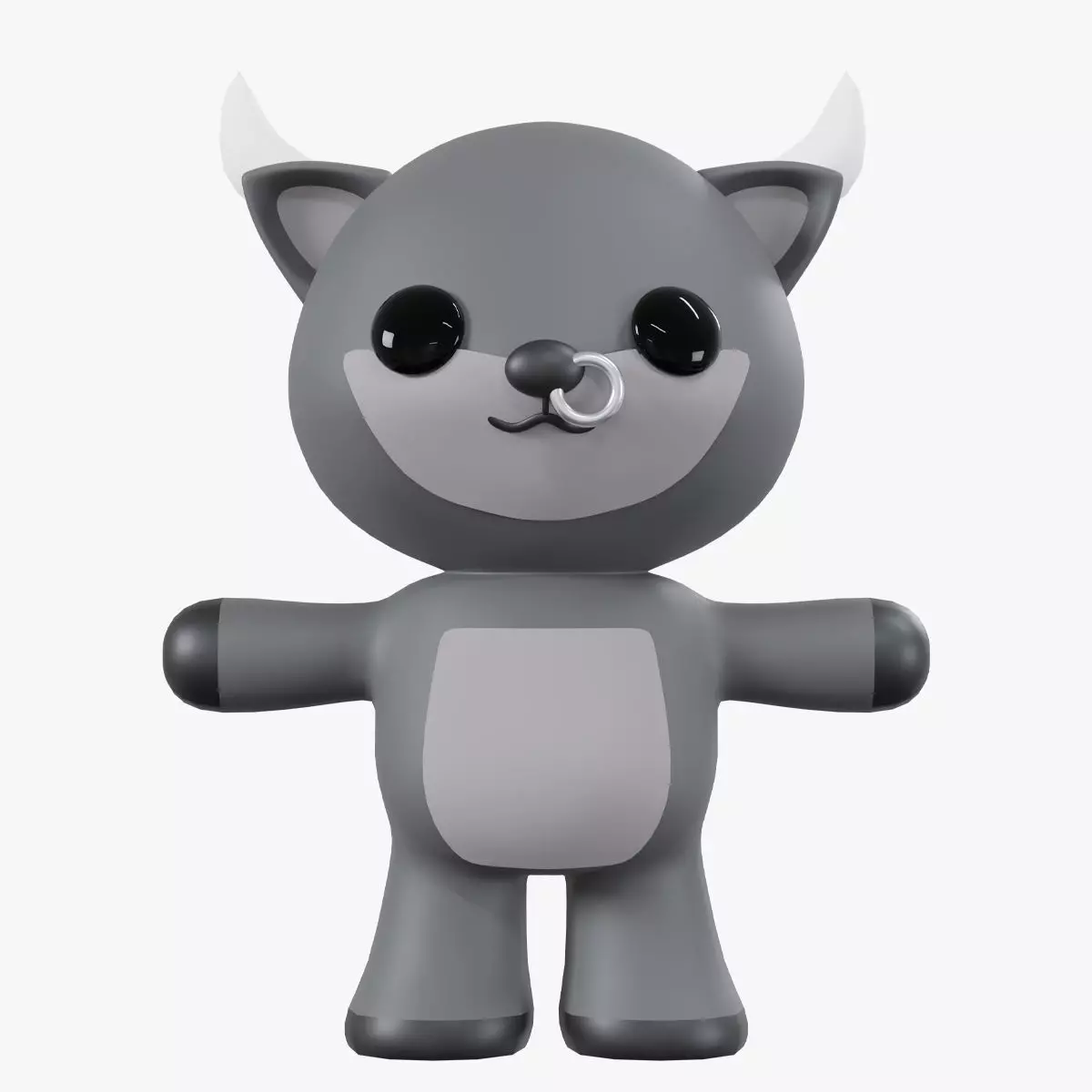 Character Buffalo kawaii cute 3D model_0