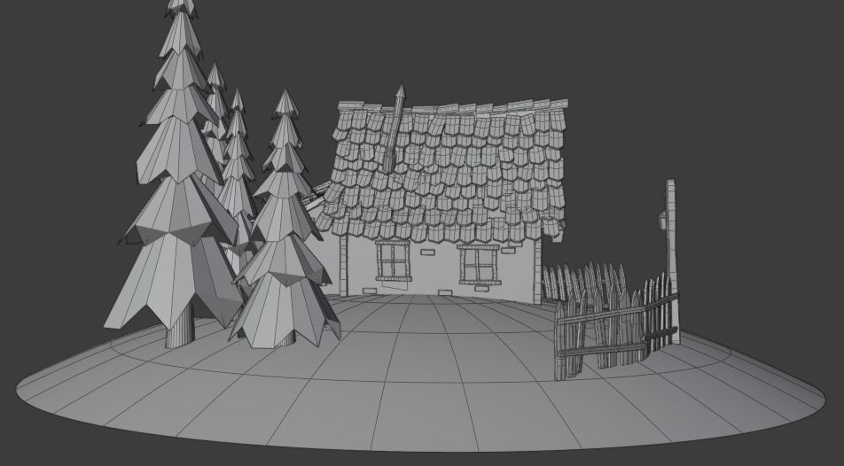 Low Poly House cottage on hill Free low-poly 3D model_10