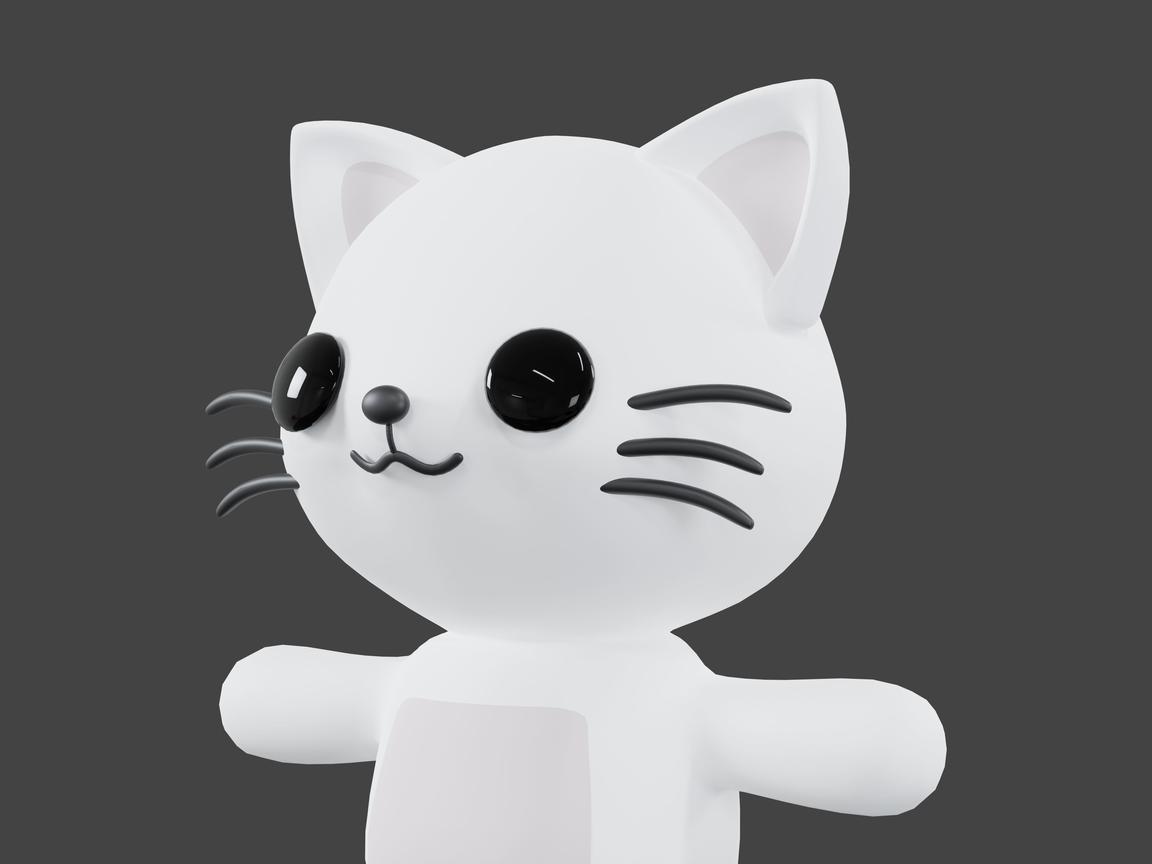 Character Cat kawaii cute 3D model_4