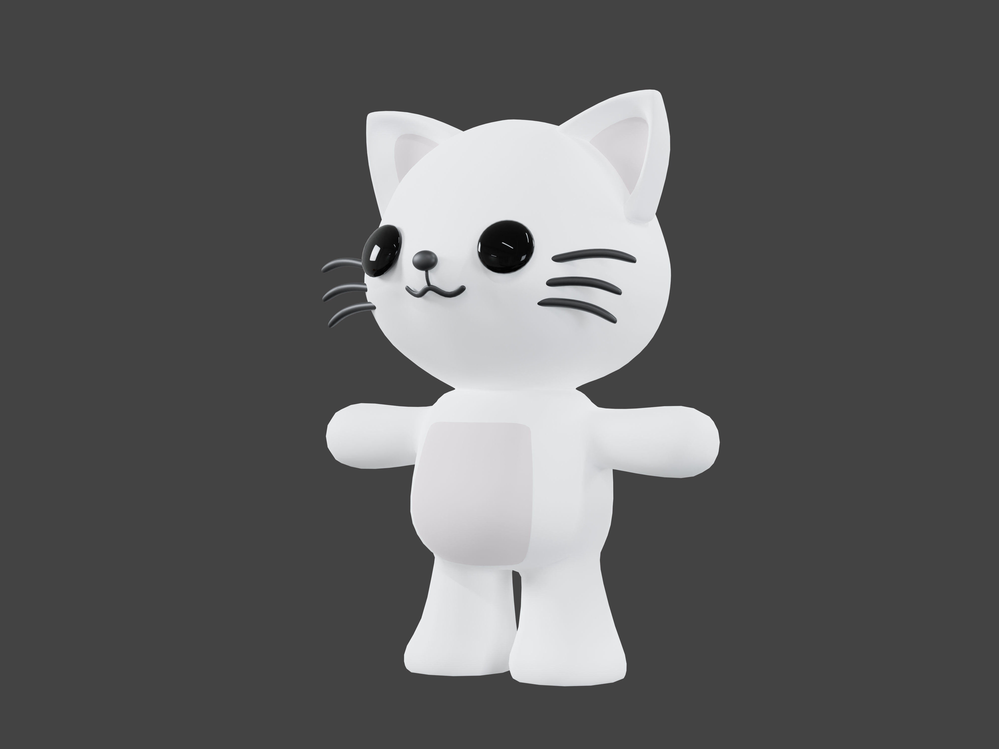 Character Cat kawaii cute 3D model_2