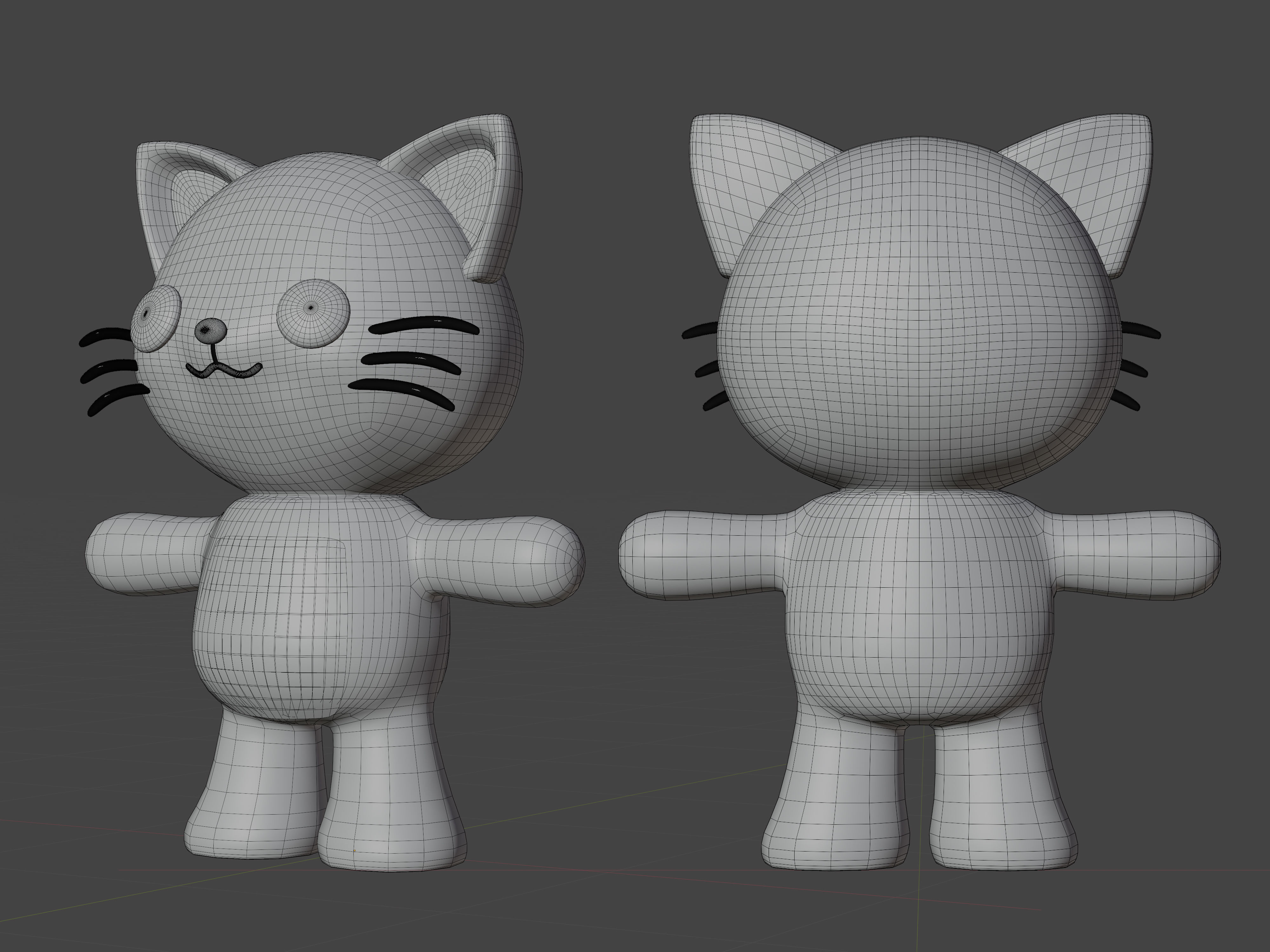 Character Cat kawaii cute 3D model_7