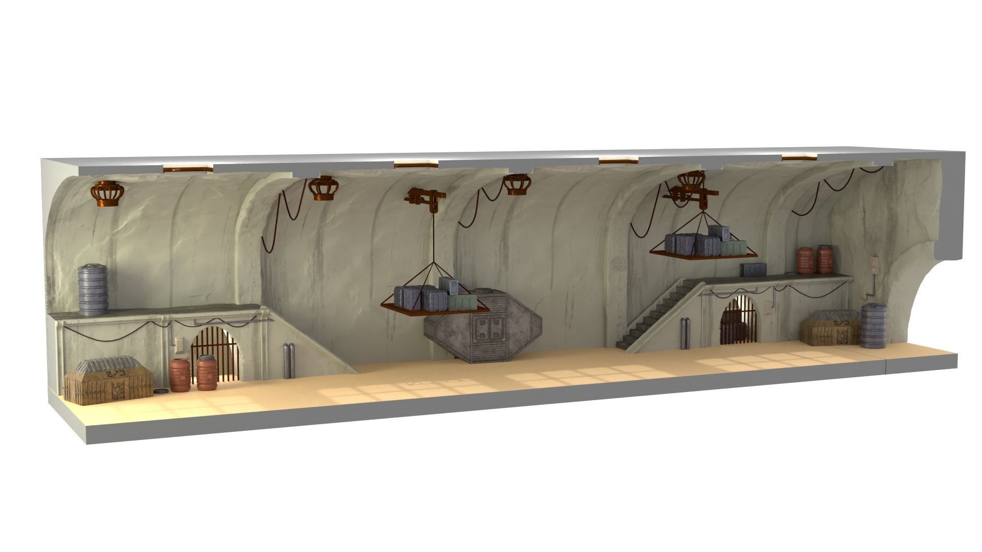 Jabbas Throne Room - Set 10 - Main Hangar 1-12 scale Blackseries 3D print model_21