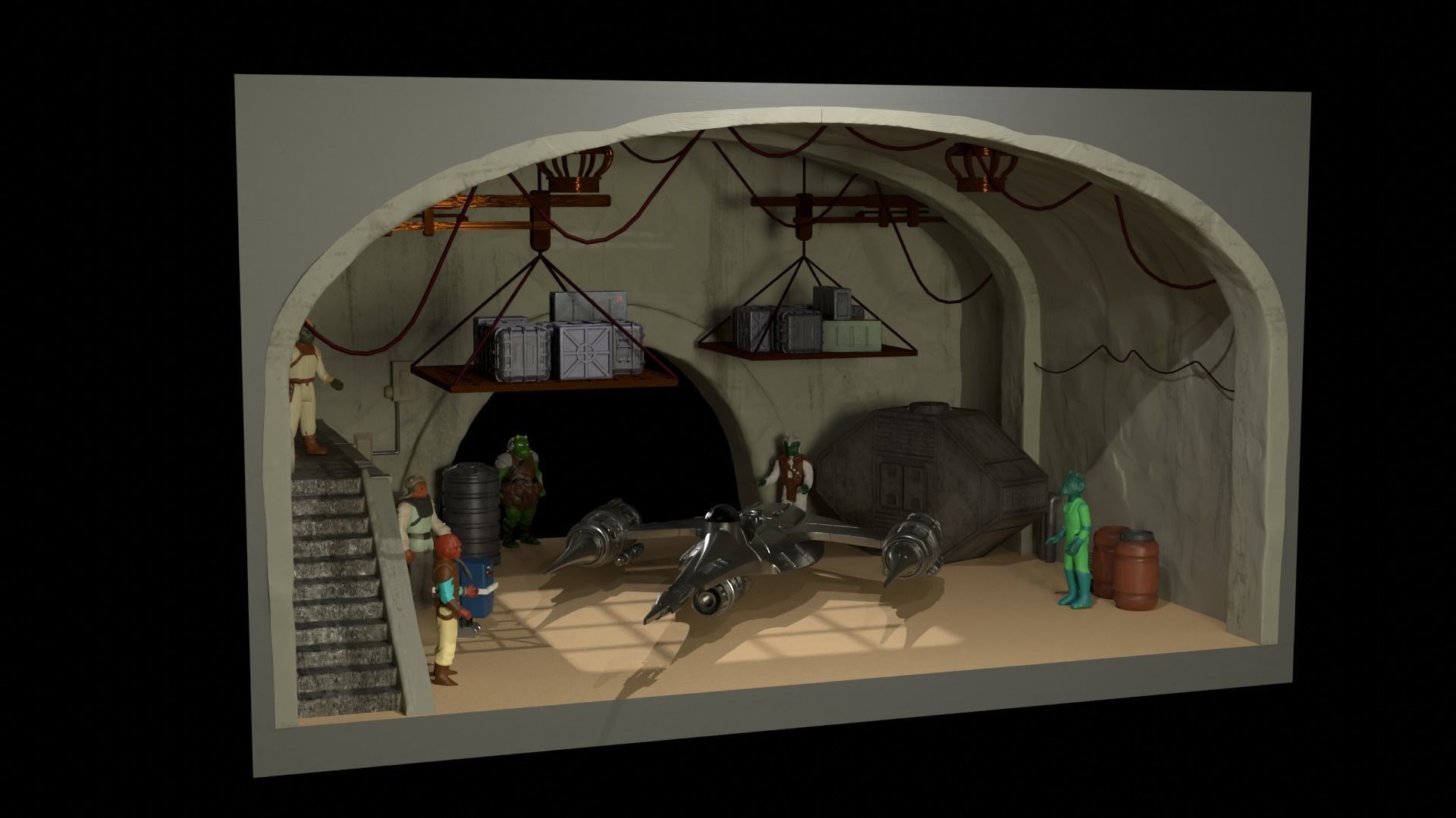 Jabbas Throne Room - Set 10 - Main Hangar 1-12 scale Blackseries 3D print model_15