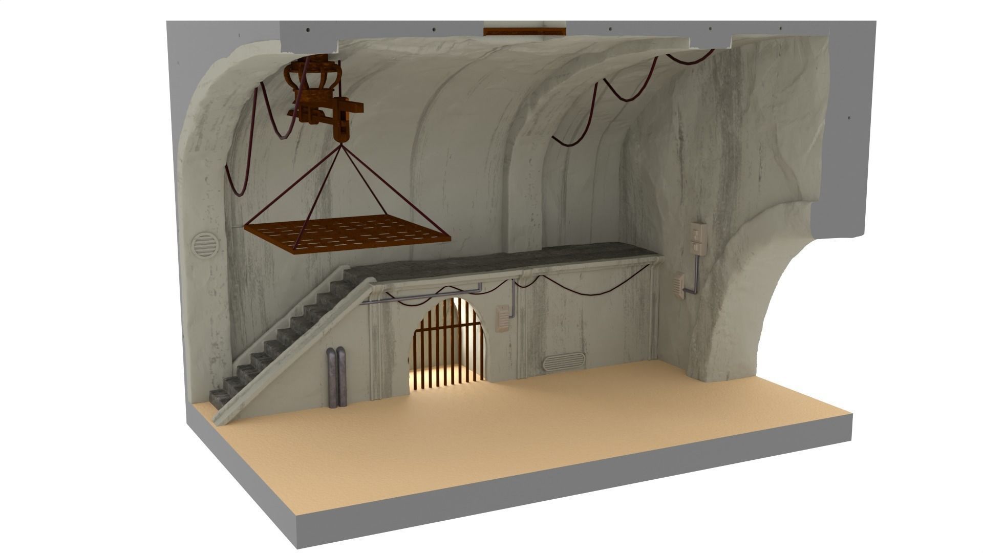 Jabbas Throne Room - Set 10 - Main Hangar 1-12 scale Blackseries 3D print model_5