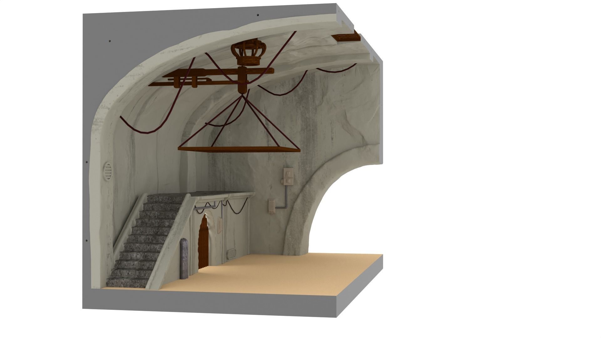 Jabbas Throne Room - Set 10 - Main Hangar 1-12 scale Blackseries 3D print model_1