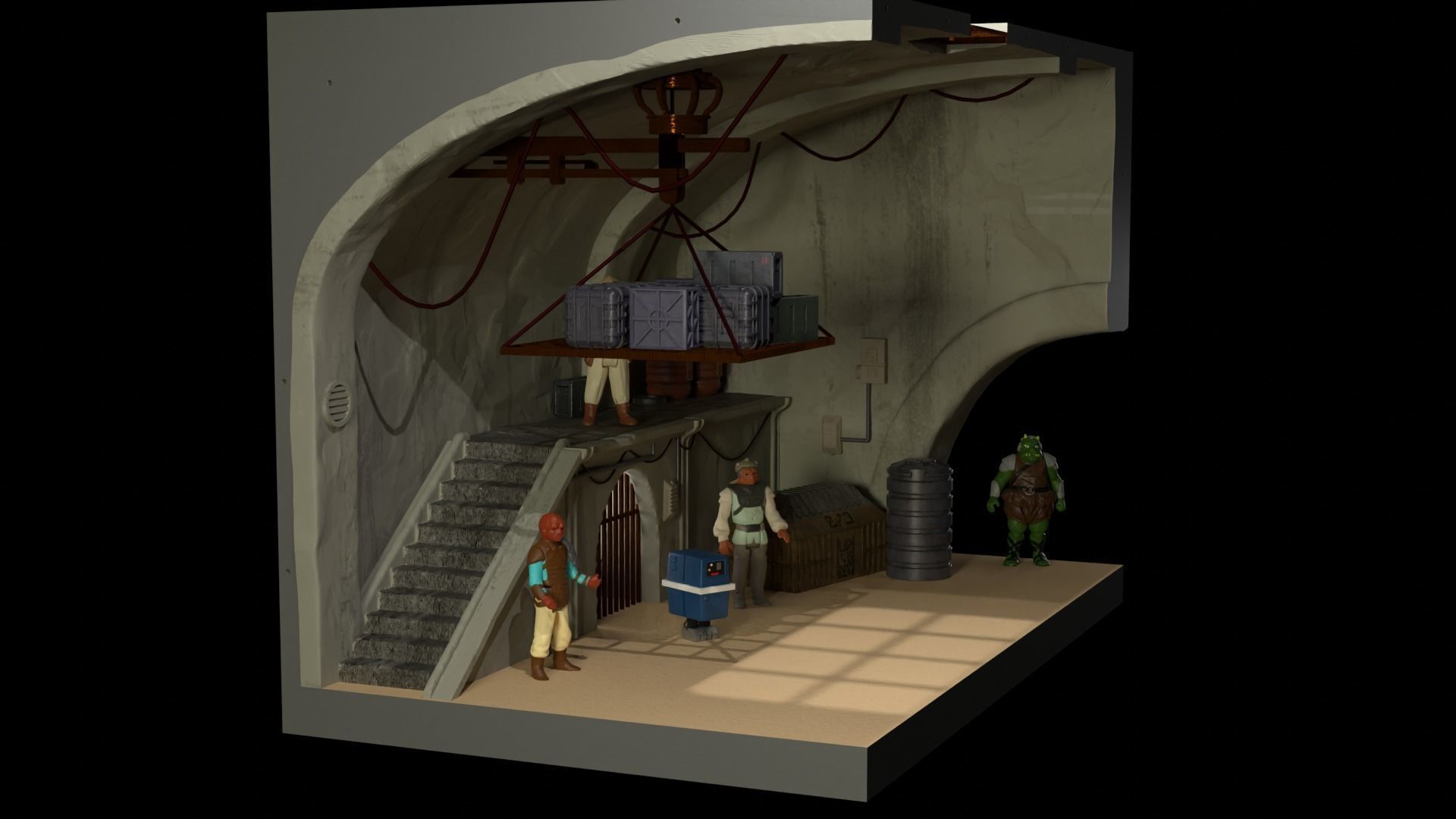 Jabbas Throne Room - Set 10 - Main Hangar 1-12 scale Blackseries 3D print model_11