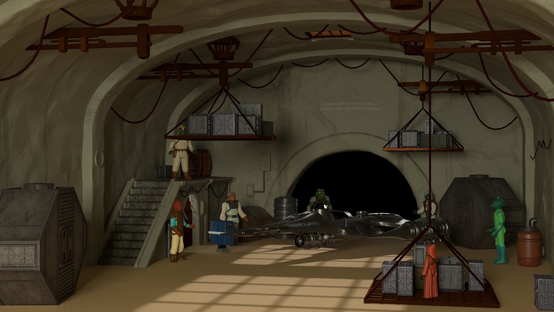 Jabbas Throne Room - Set 10 - Main Hangar 1-12 scale Blackseries 3D print model_14