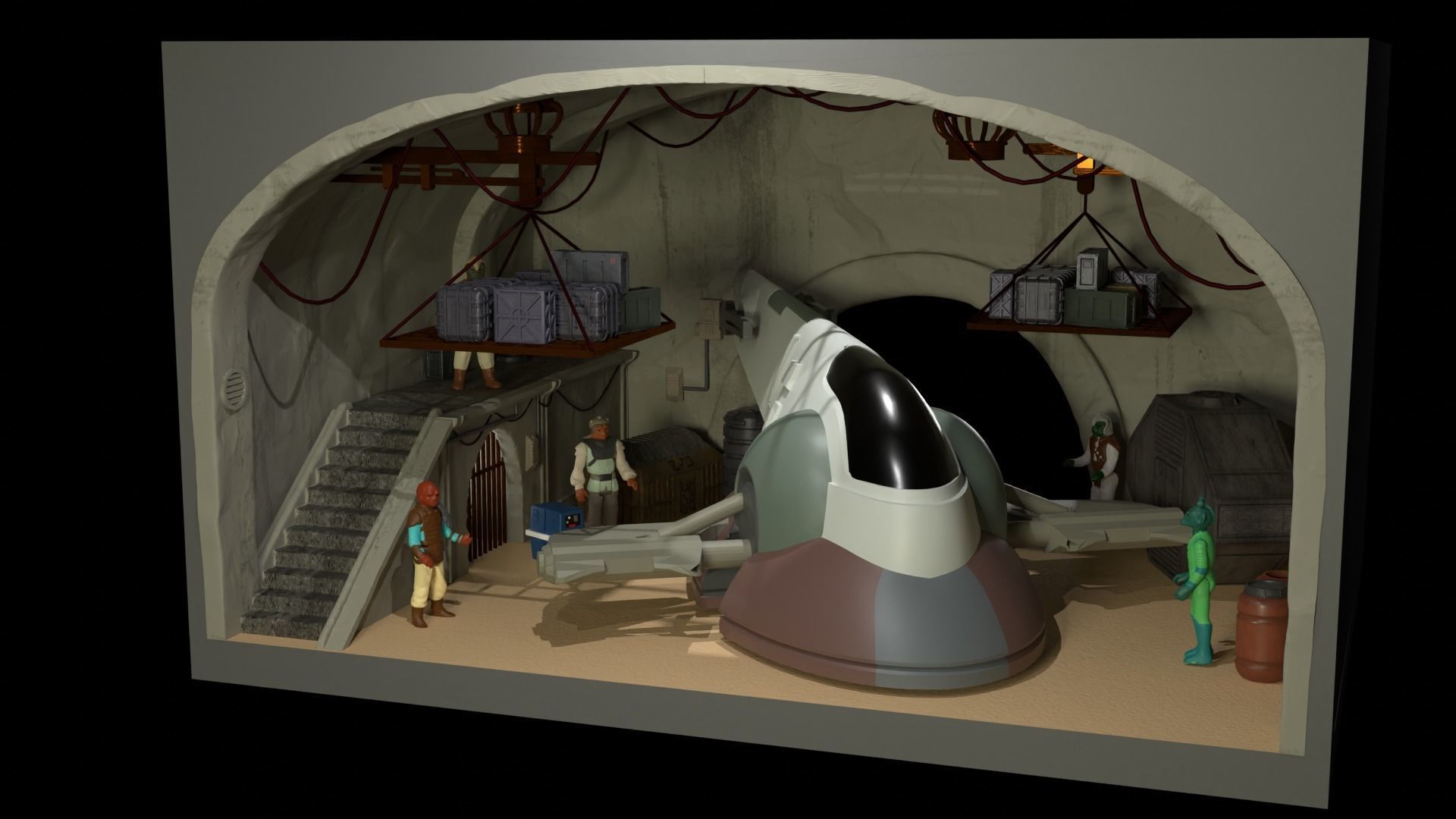 Jabbas Throne Room - Set 10 - Main Hangar 1-12 scale Blackseries 3D print model_13