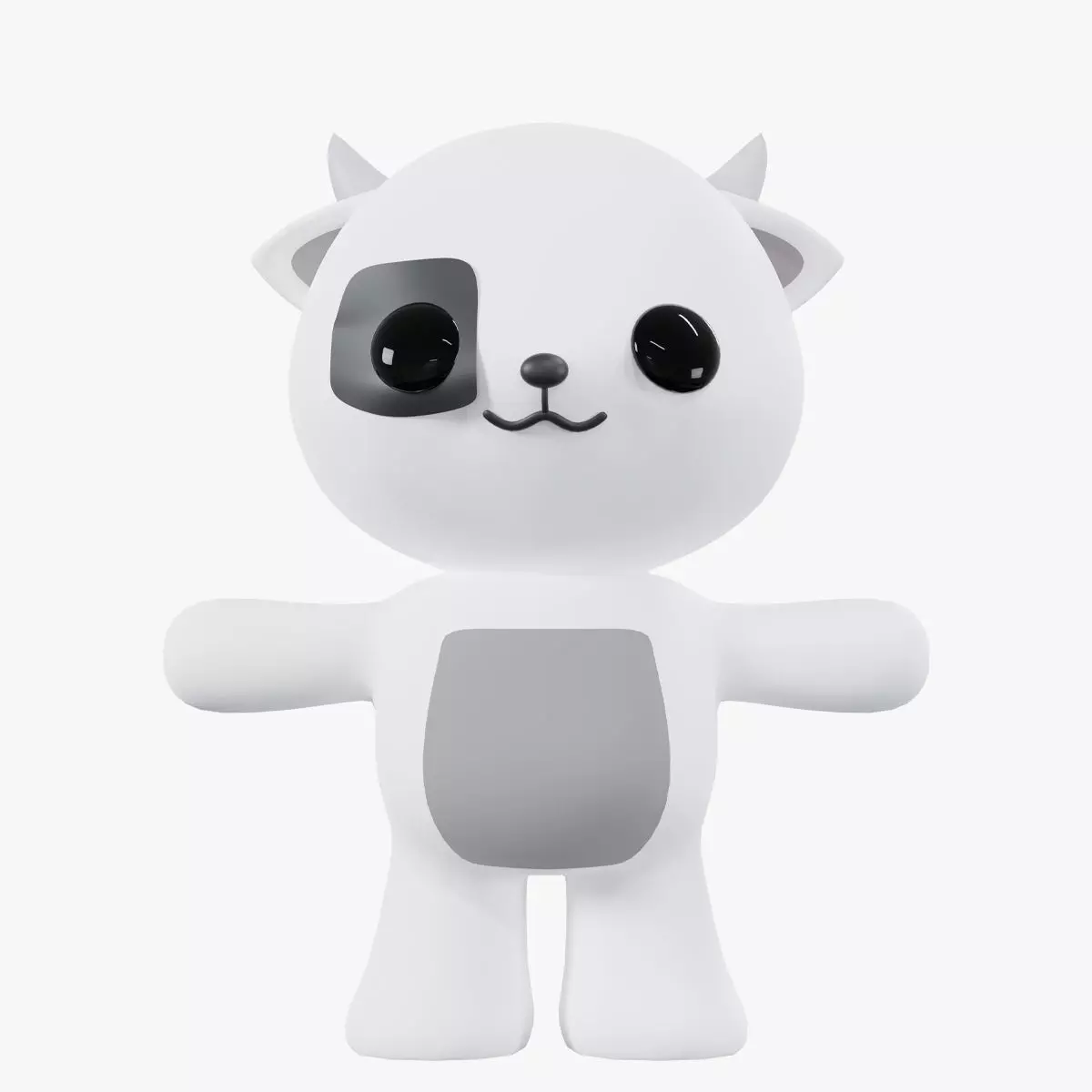Character Cow kawaii cute 3D model_0