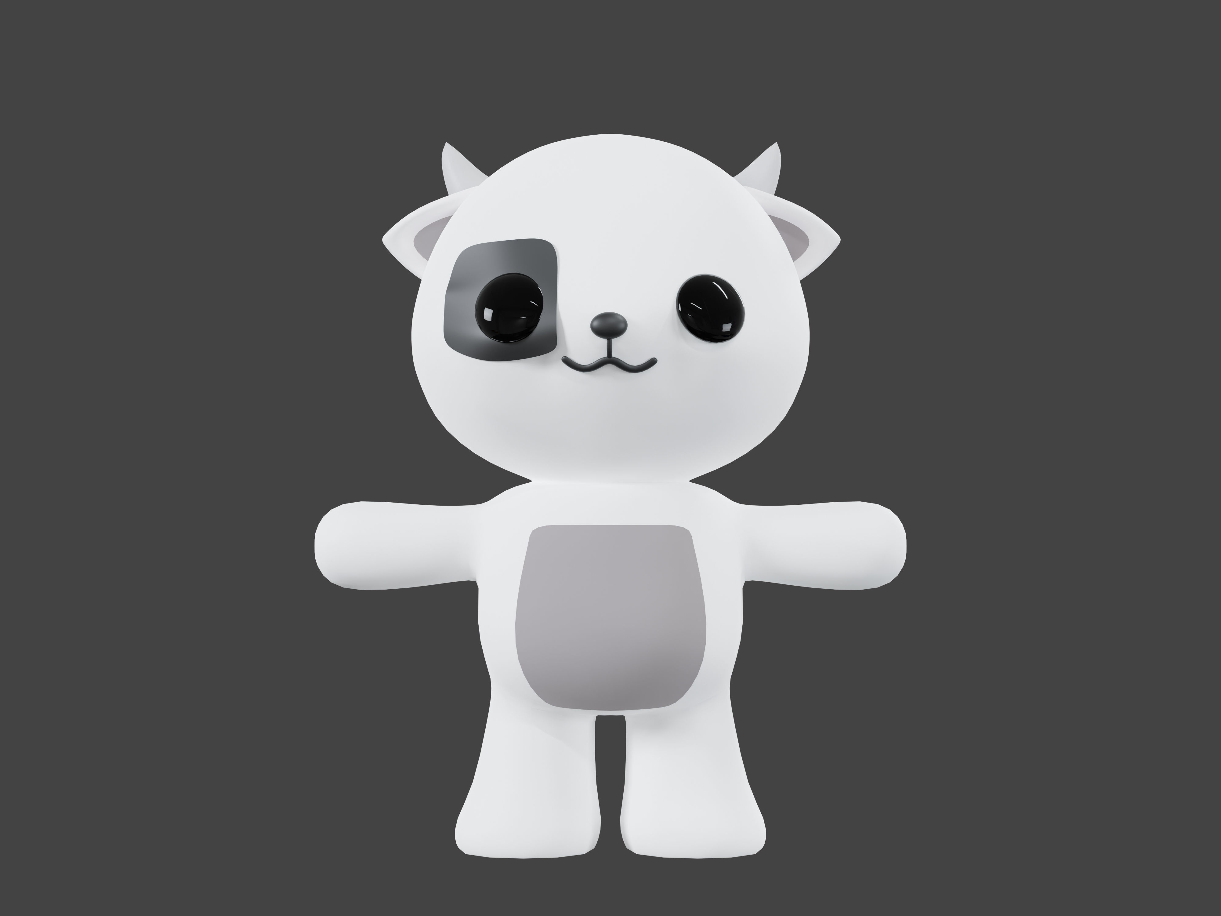 Character Cow kawaii cute 3D model_1
